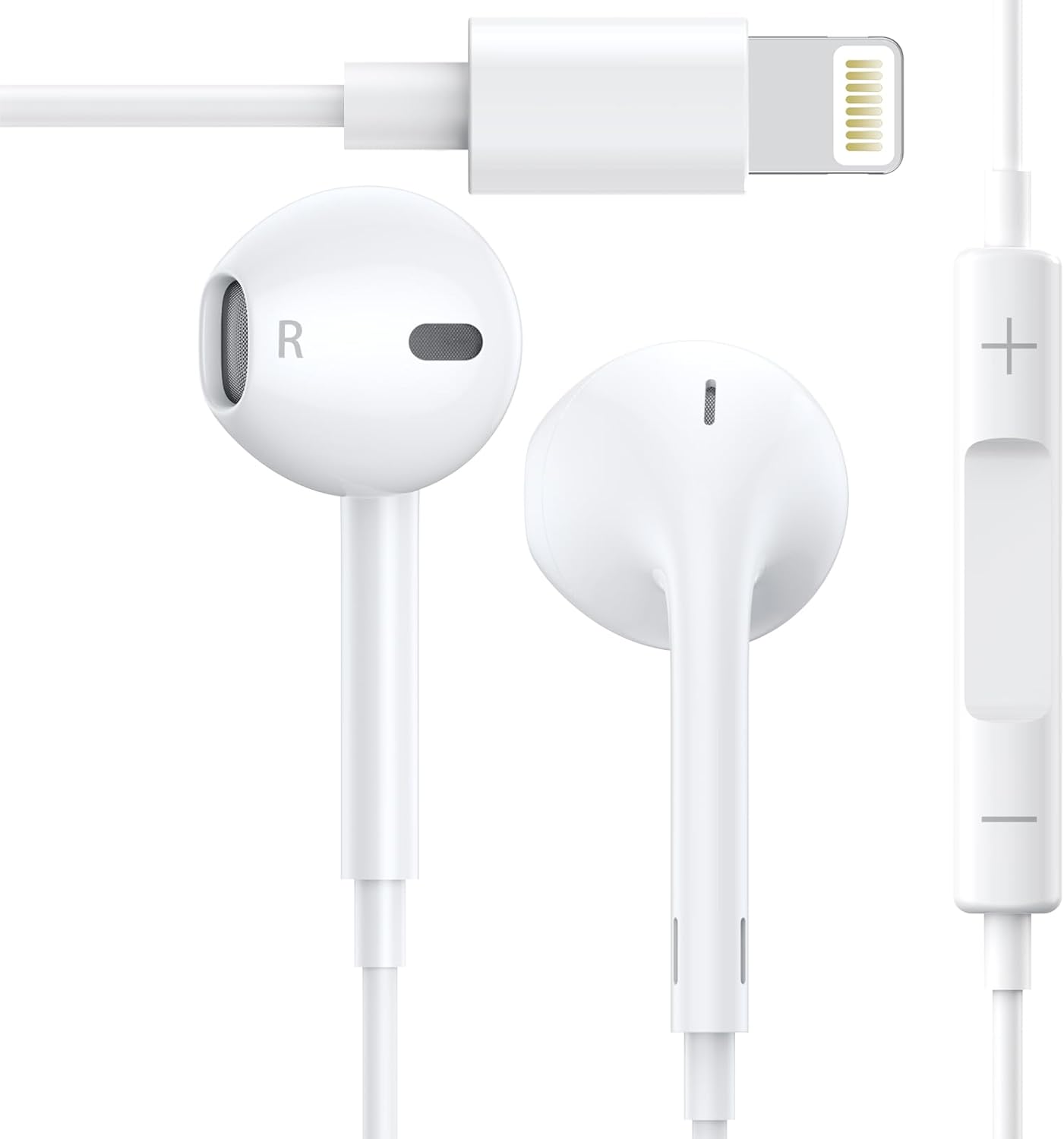 Apple Earbuds for iPhone Headphones Wired Earphones with Lightning Connector[Apple MFi Certified] (Built-in Microphone & Volume 