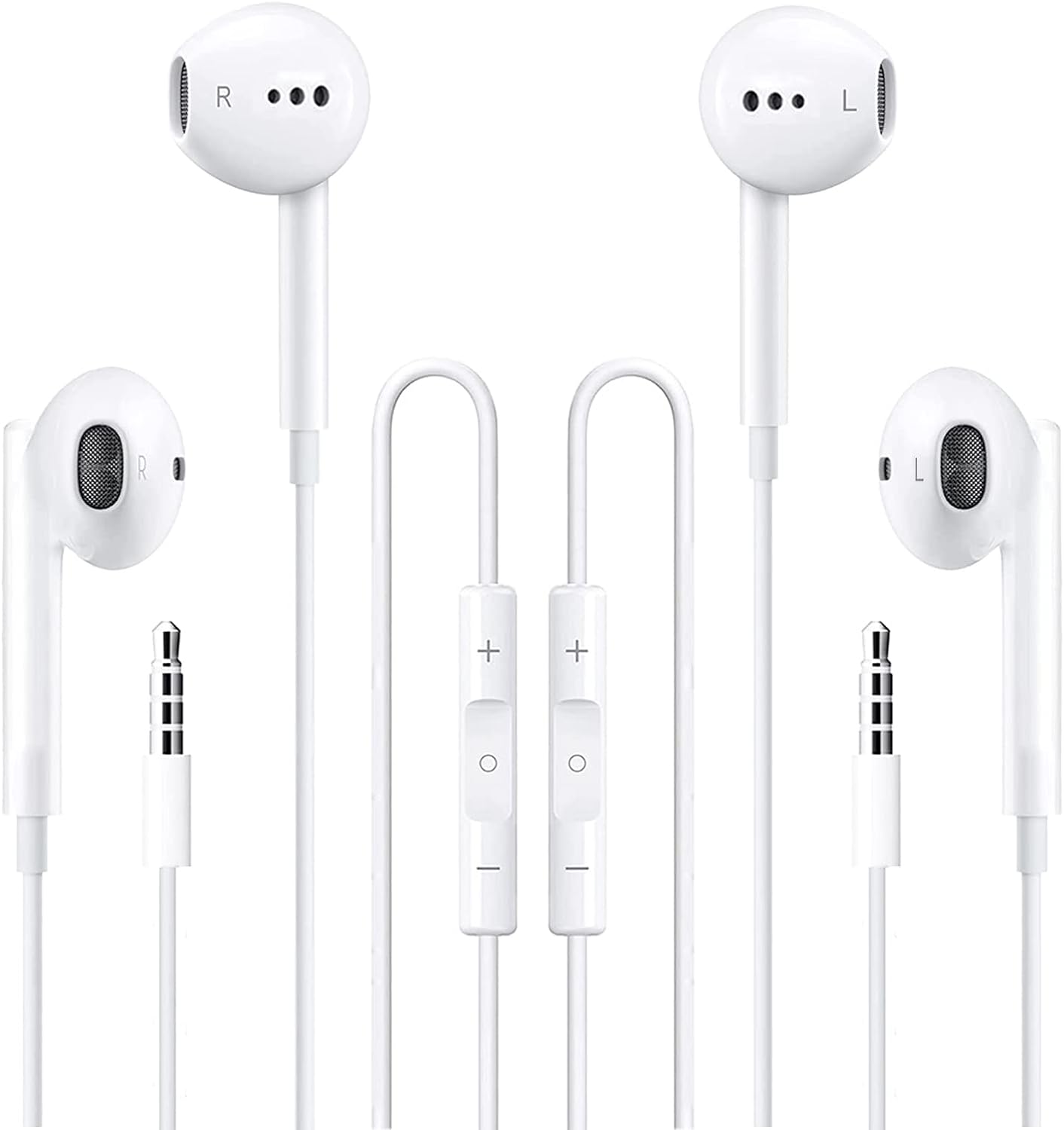 2 Packs Apple Wired Headphones Earbuds with Microphone,in-Ear Earphones Volume Control[Apple MFi Certified] Headphones Compatibl