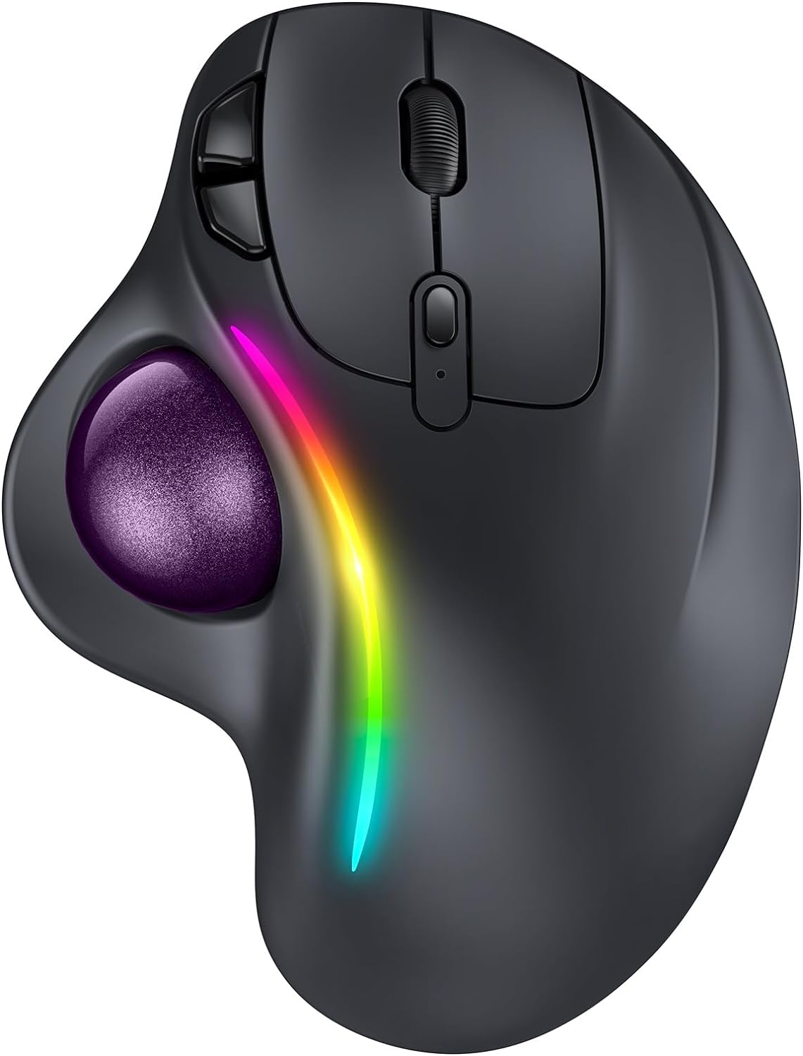 Trackball Mouse Wireless - Ergonomic Rollerball Mouse with RGB Backlit,(2.4G USB + Bluetooth) Connection Thumb Mouse Compatible 