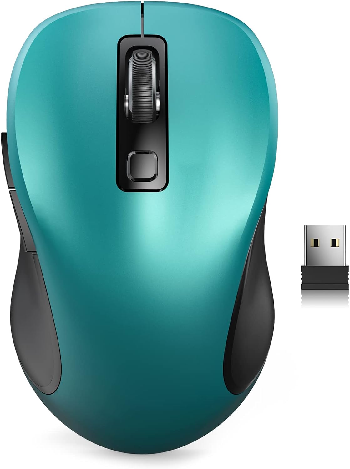 Wireless Mouse for Laptop, 2.4GHz Ergonomic Computer Mouse with Back & Forward Buttons, 3-Level DPI, 6 Buttons, Optical USB Cord