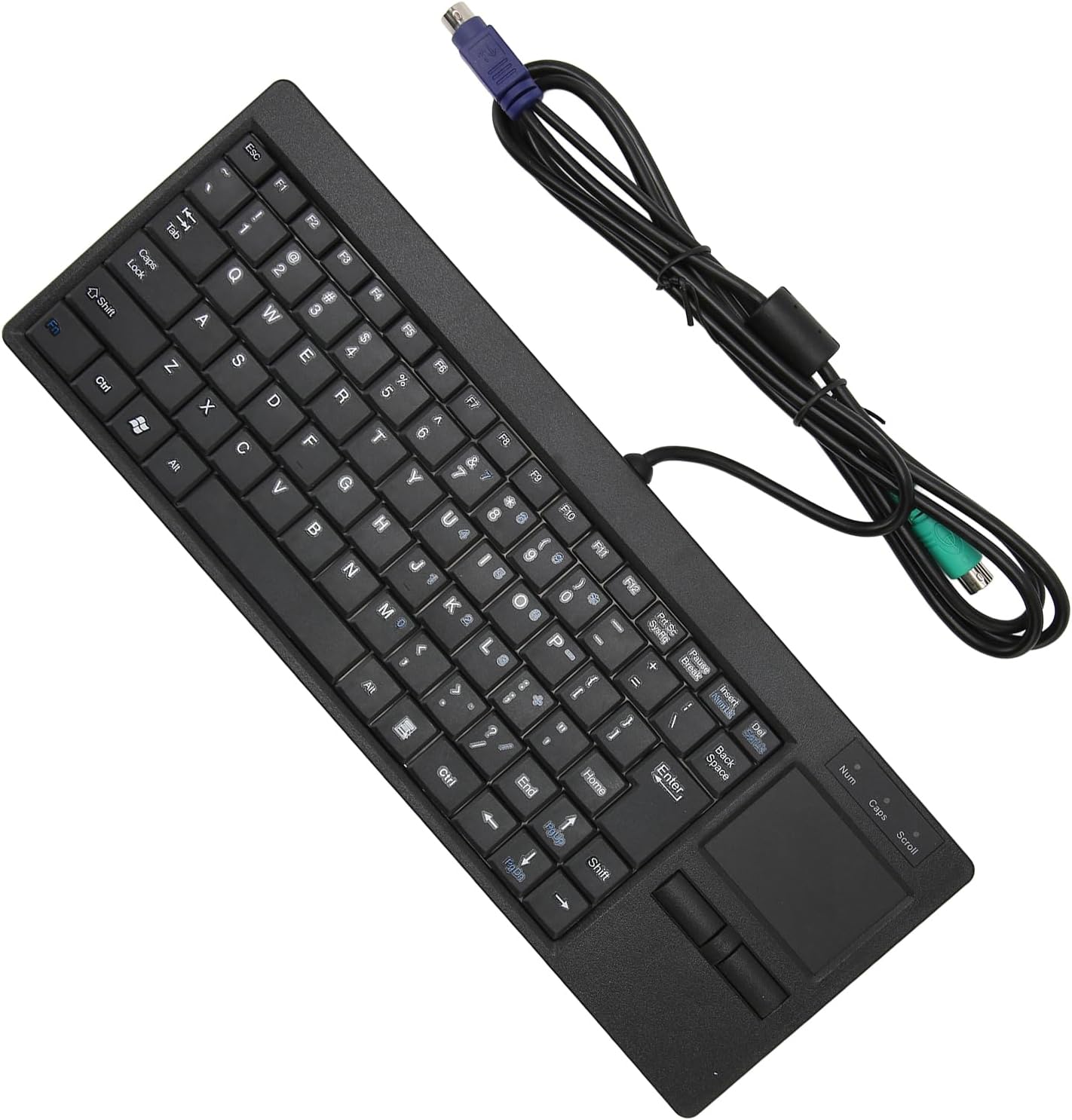 Mini Wired Keyboard, Integrated Touchpad Wired Connection Durable ABS Plug and Play Industrial Keyboard for Manufacturing (PS2 I