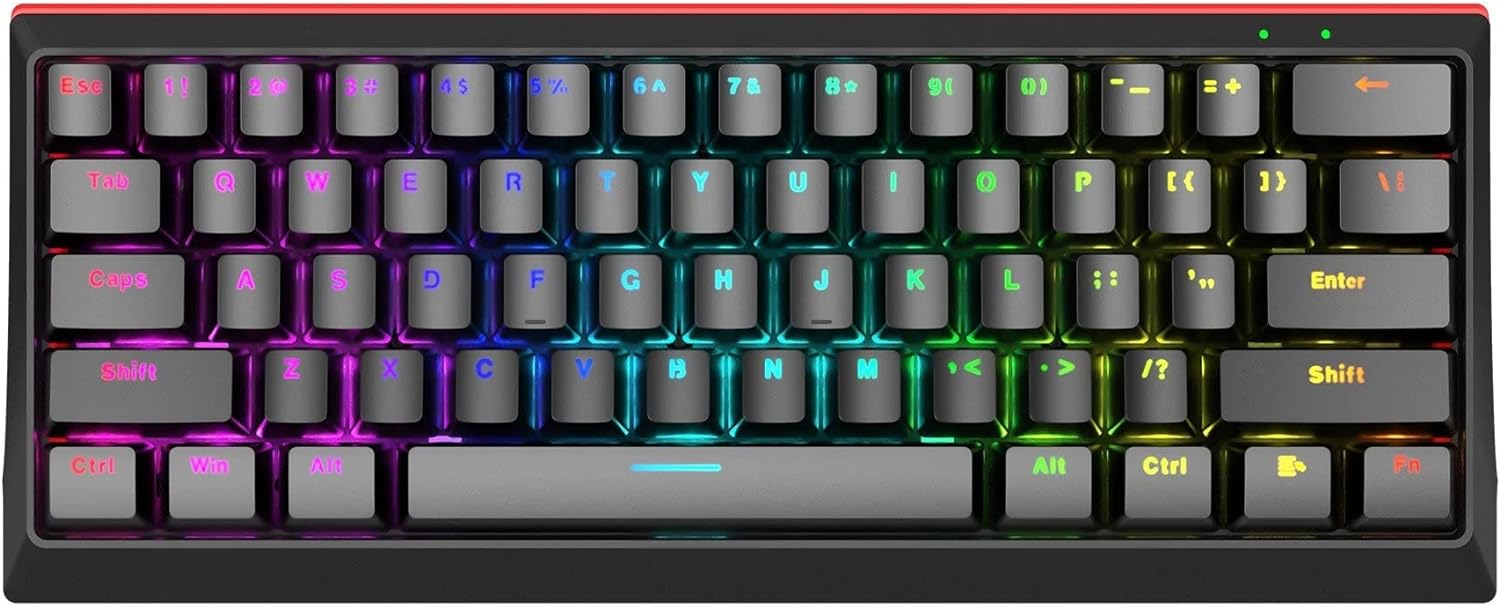 Scorpion KG962-UK USB Mechanical gaming Keyboard with Red Mechanical Switches, 60% Compact Design with detachable USB Type-C Cab