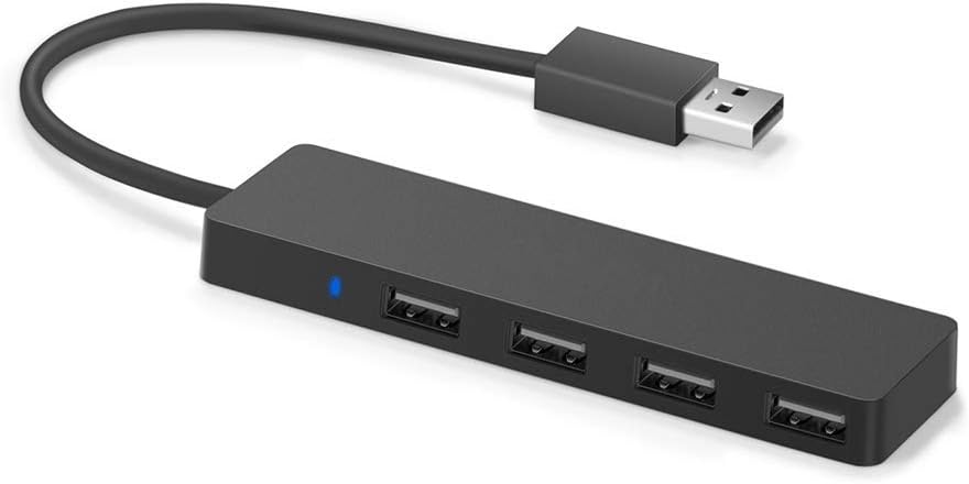 4-Port USB Data Hub Compatible with MacBook, iMac, Laptop, Windows, Linux and More - USB Splitter Computer - Ultra Slim USB 2.0 