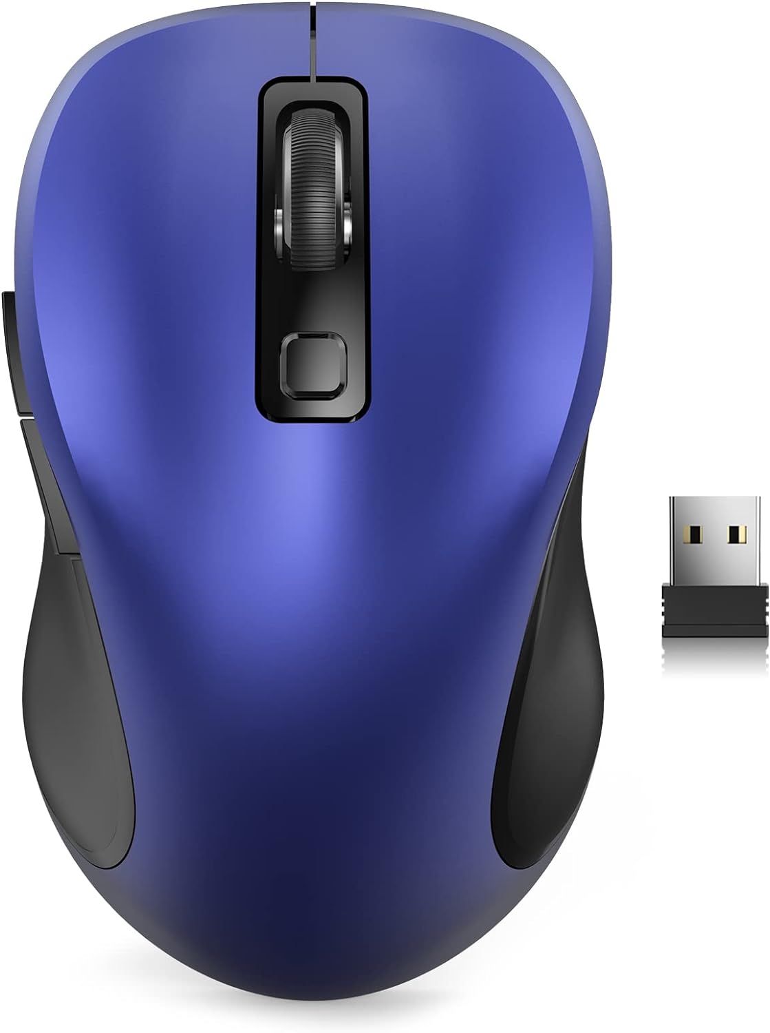 Wireless Mouse for Laptop, 2.4GHz Ergonomic Computer Mouse with Back & Forward Buttons, 3-Level DPI, 6 Buttons, Optical USB Cord