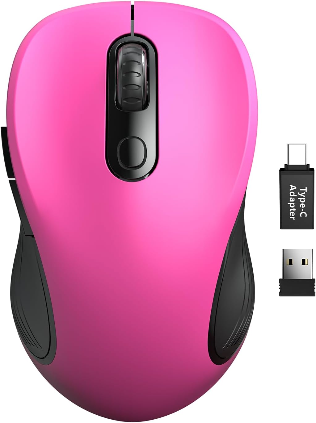 Wireless Mouse for Laptop, 2.4GHz Ergonomic Computer Mouse with Back & Forward Buttons, 3-Level DPI, 6 Buttons, Optical USB Cord