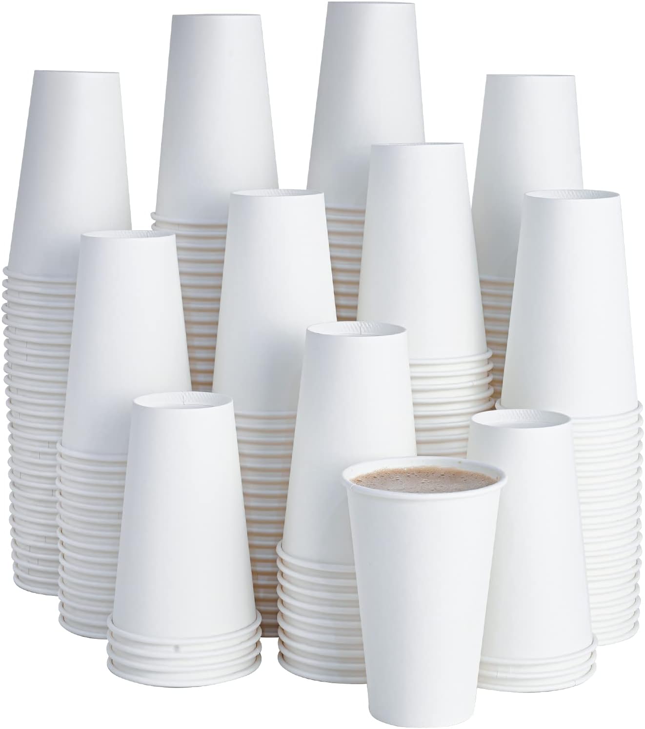 210 Pack 16 oz Disposable Paper Coffee Cup Hot/Cold Beverage Drinking Cups for Water Paper Coffee Cups White Paper Hot Coffee Cu