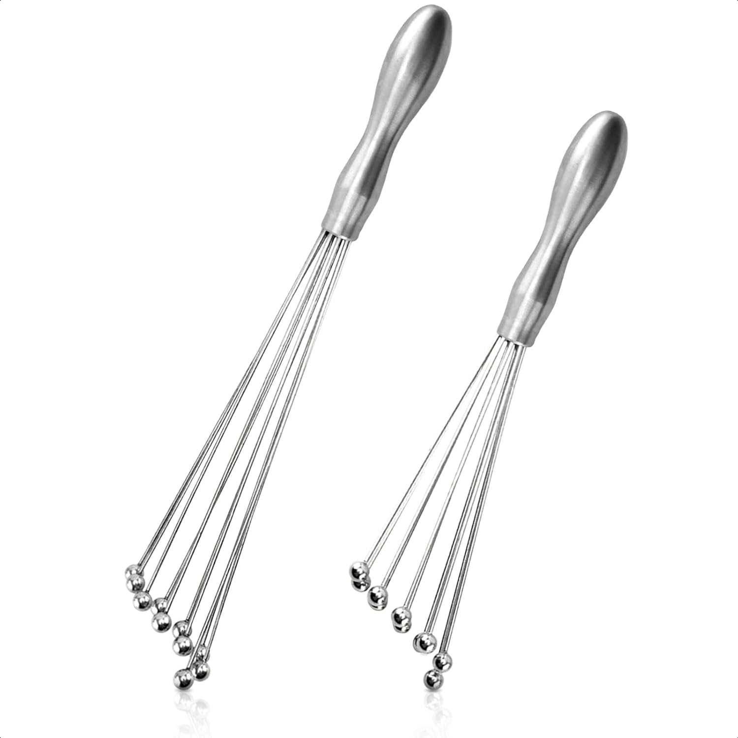 2pcs Stainless Steel Whisk Ball - Mini Ball Whisk Manual Egg Beaters Hand Stirrer Stainless Wire Whisker Kitchen Gadgets Egg Whi