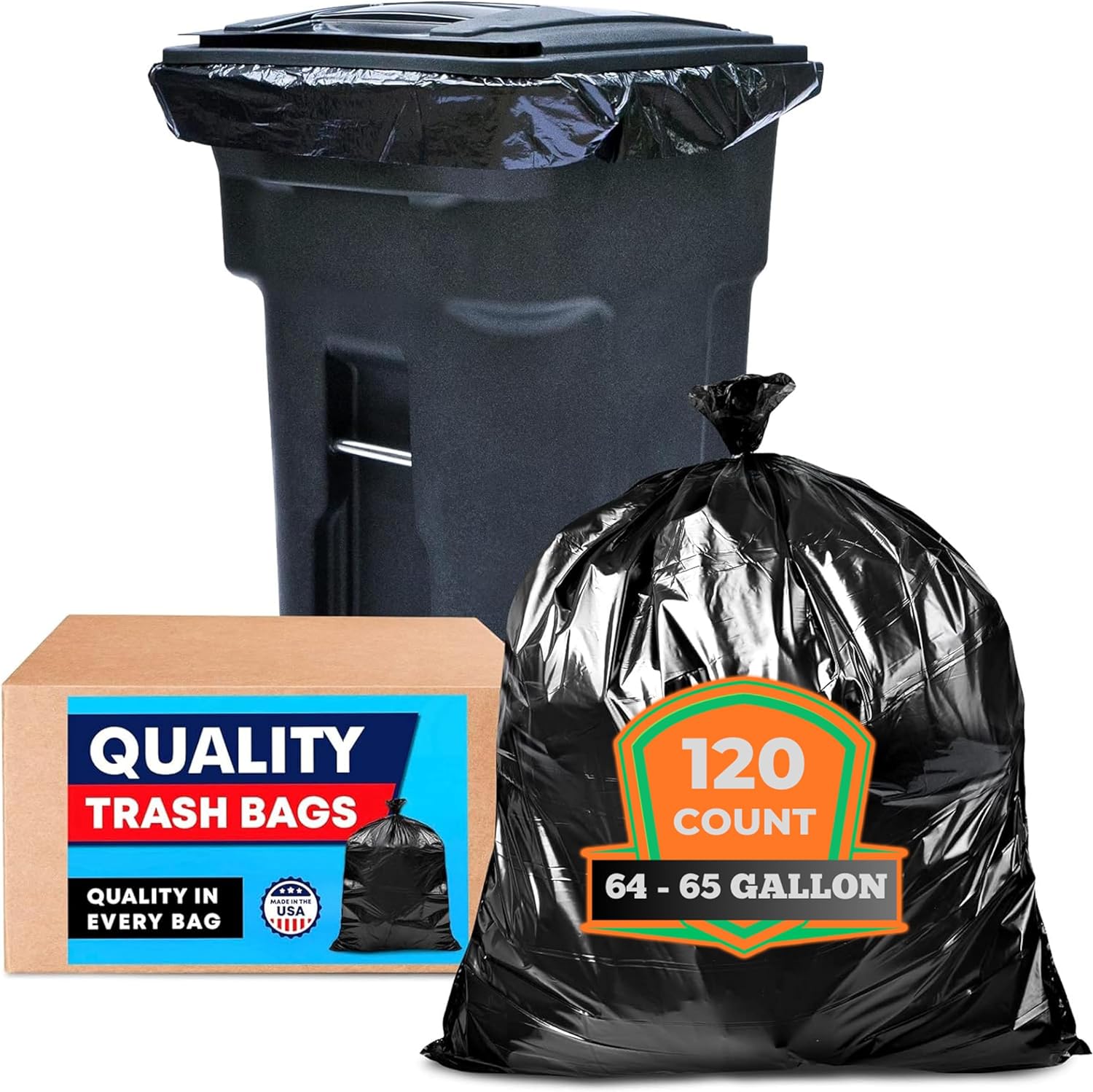 65 Gallon Trash Bags (Huge 120 Bags Bulk) Large Trash Bags 65 Gallon 64 Gallon Trash Bags 65 Gallon Trash Bags 60 Gallon Trash B