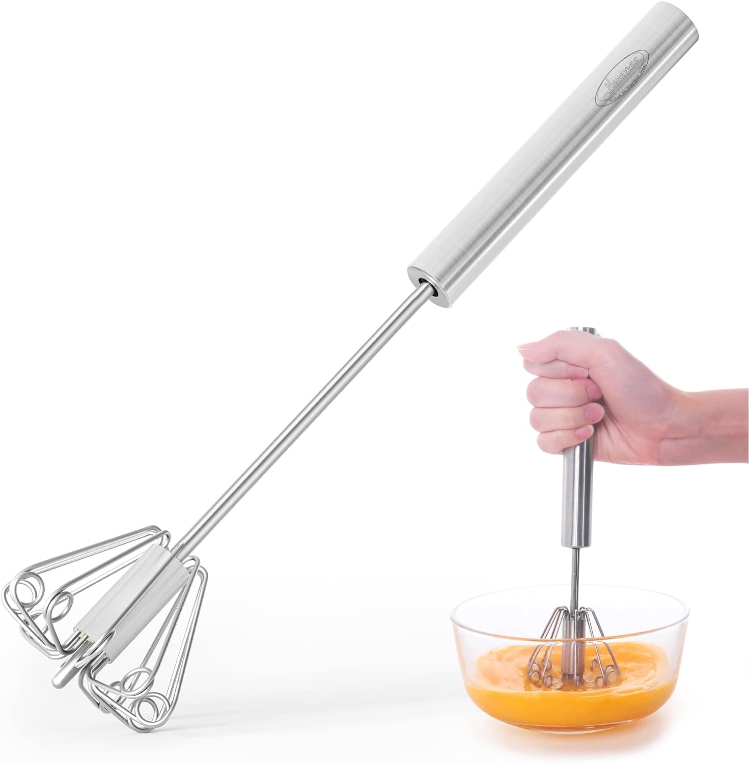 Newness Whizzy Whisk Stainless Steel Semi Automatic Whisk Blender for Home -Versatile Tool for Egg Beater Milk Frother Hand Push