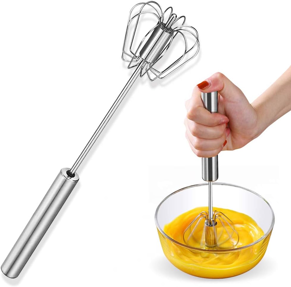 Stainless Steel Eggbeateregg scramblerhand mixer Rotating Semi-Automatic Eggbeater Allows you to stir Easily Without Feeling Tir