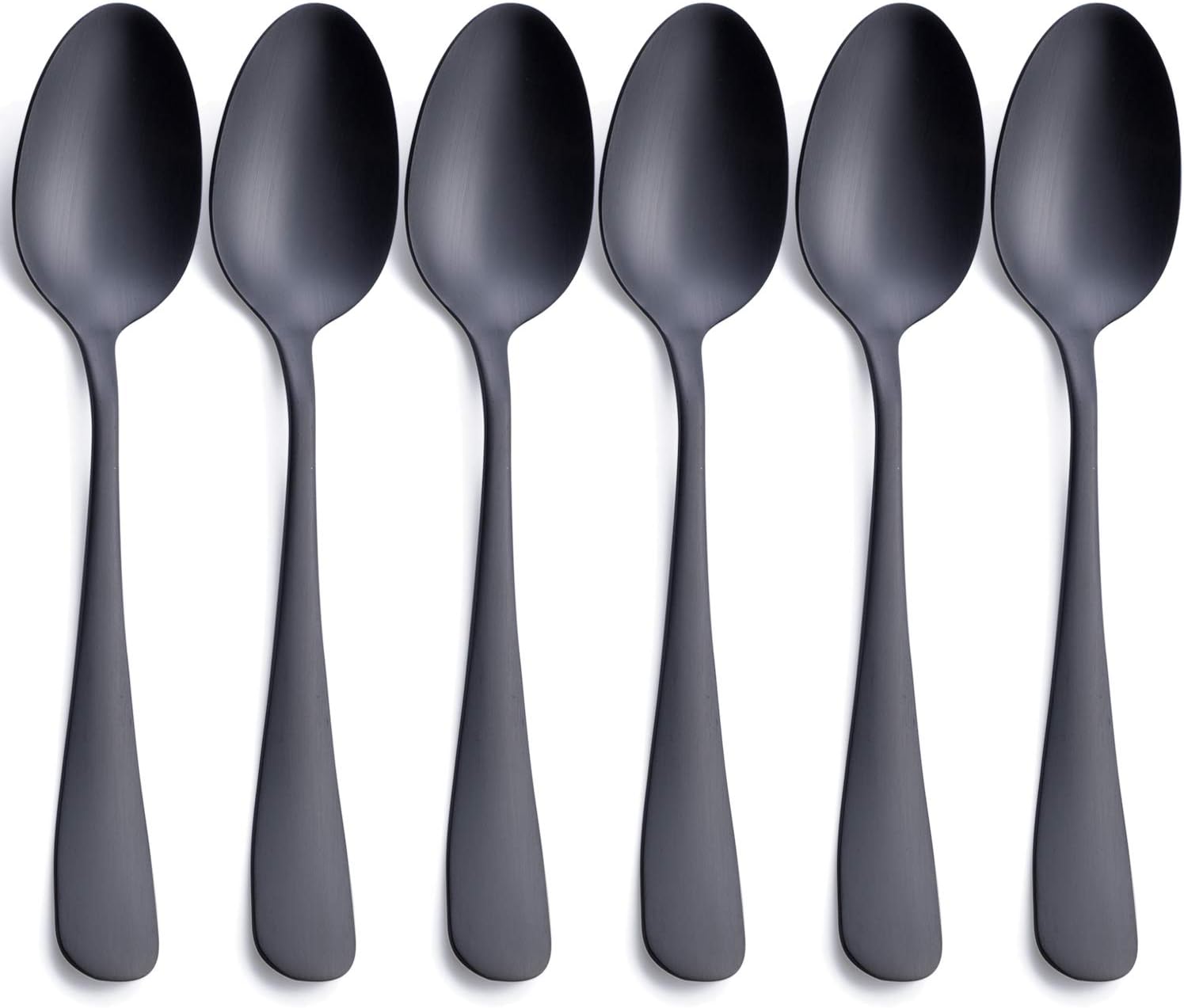 Matte Black Dinner Spoon GoGeiLi Stainless Steel Satin Finish 78-inch Silverware Flatware Spoon Set Service for 6 Dishwasher Saf