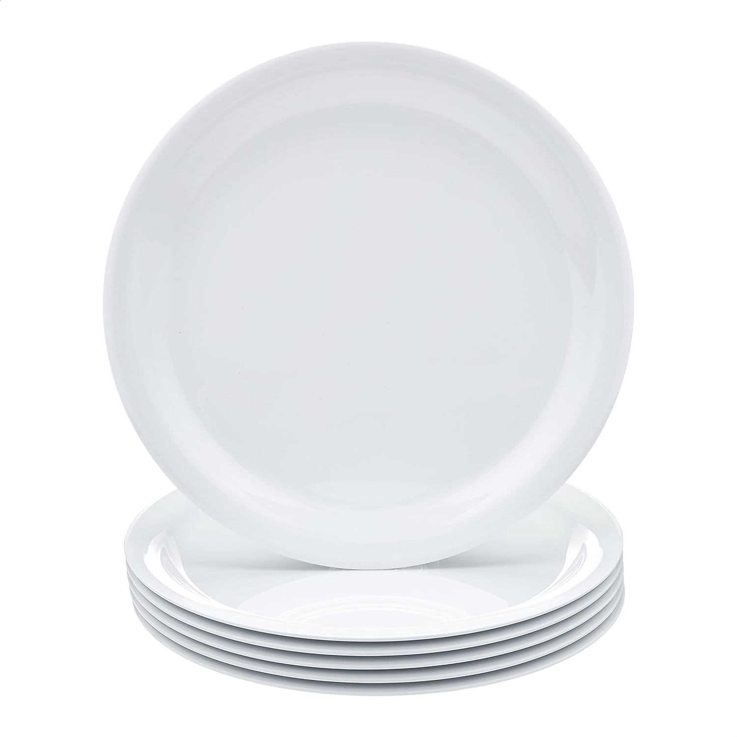 Melamine Plate 6 Piece Set 9 Inch White (Previously AmazonCommercial brand)