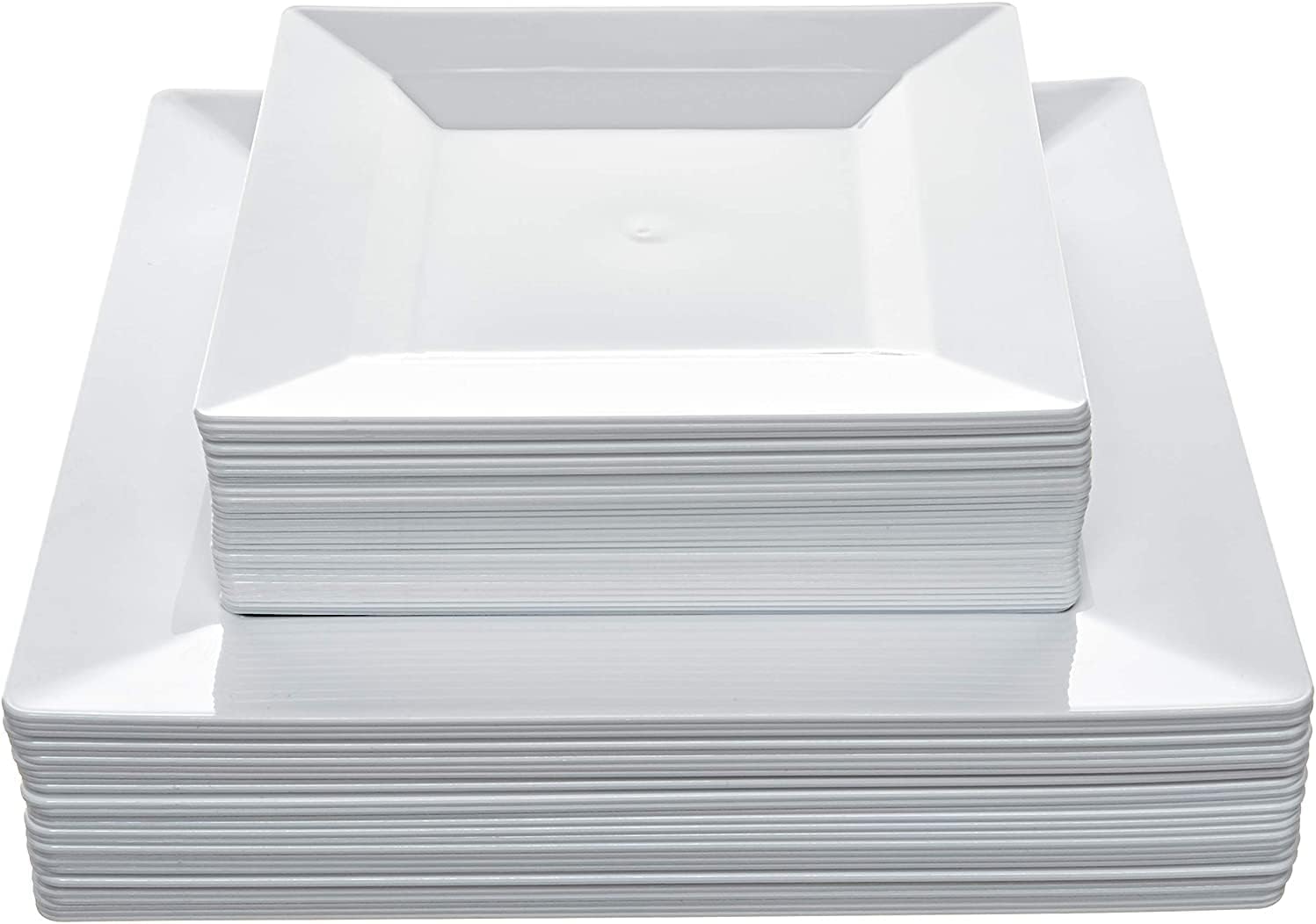 Aya's 60ct White Square Disposable Plates - Heavy DutyParty Plates for Christmas Thanksgiving (30 Dinner & 30 Salad)