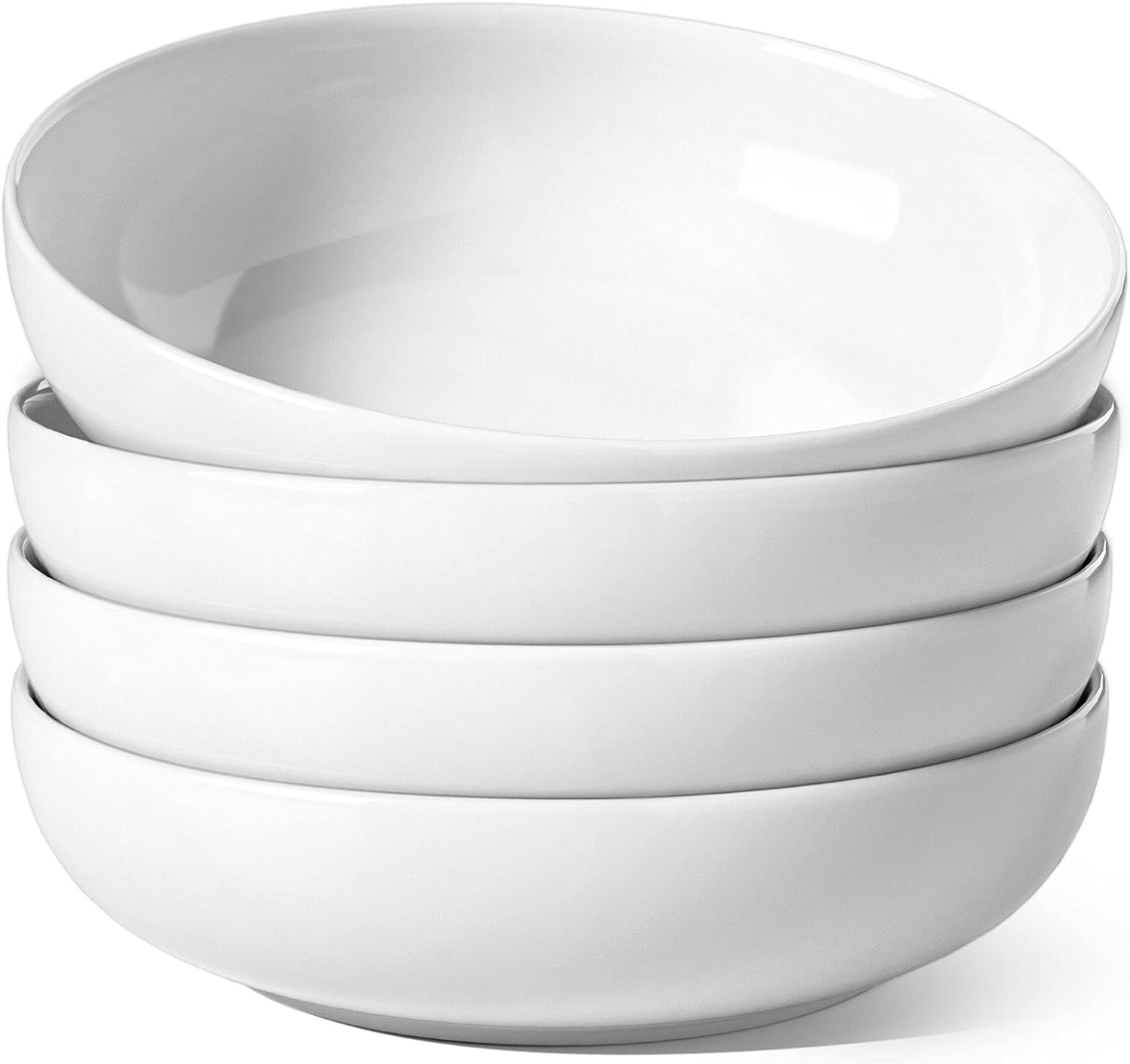 LE TAUCI Pasta Bowls 45 OZ Large Salad Bowls and Serving Bowls Soup Bowl Ceramic Pasta Plates - 85 Inch Set of 4 White