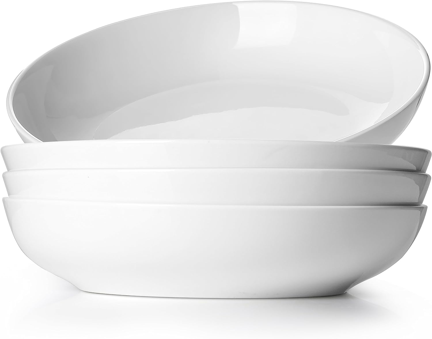 LIFVER 975 Large Pasta Bowls 50 Ounces Salad Bowls Large White Pasta Bowl Set of 4 Ceramic Pasta Plates Set Wide Shallow Bowls S