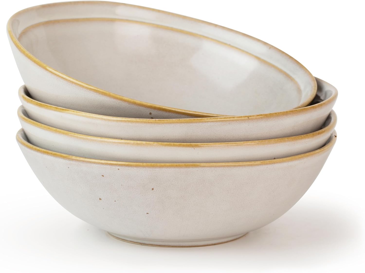 famiware Pasta Bowls Set of 4 42oz Deep Salad Bowls for Eating - Aegean Stoneware Large Soup Bowl Dish Set - Irregular Round Cap