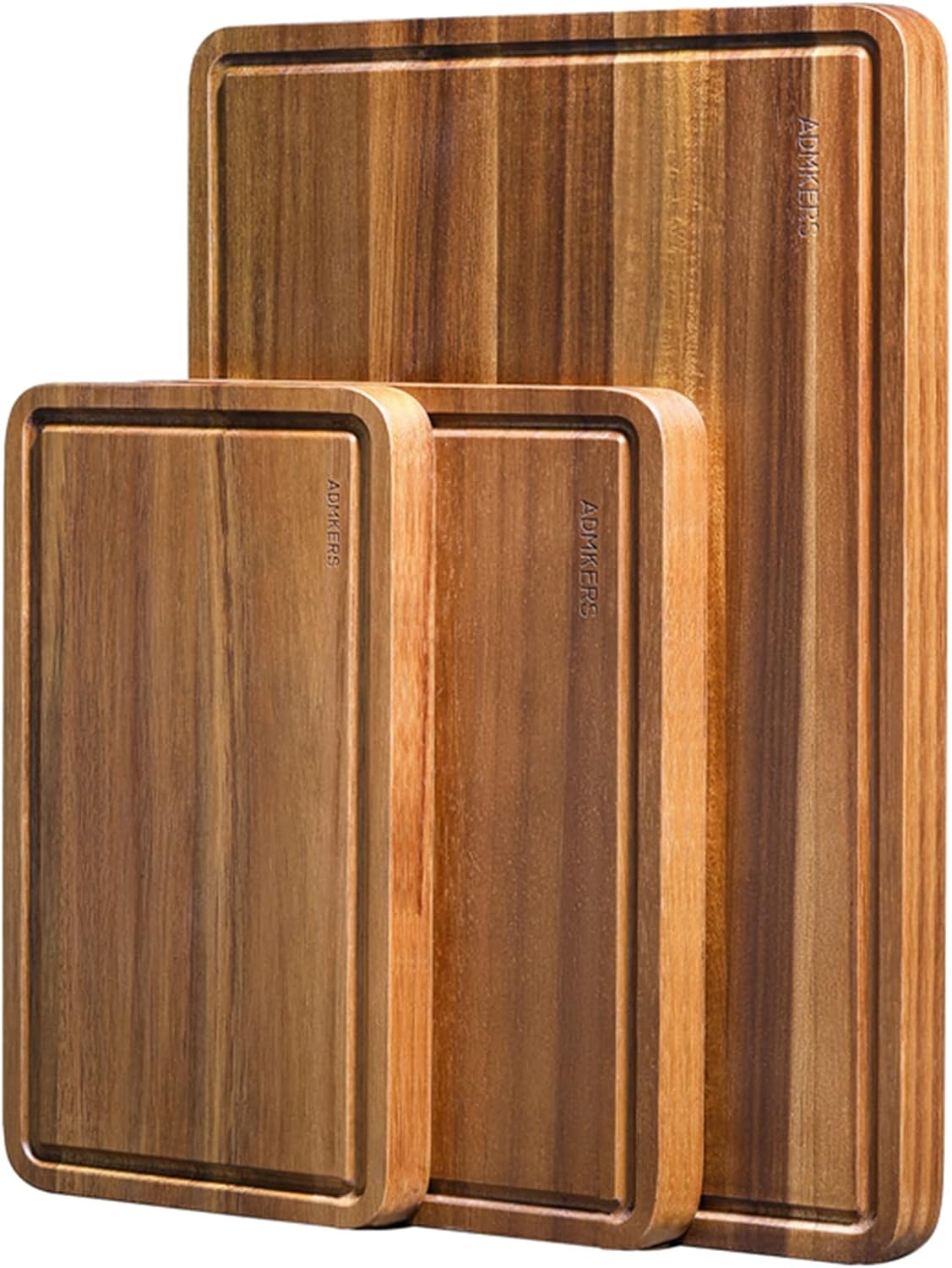 Wood Cutting Boards Set of 3 for Kitchen Thick Chopping Board Large Wooden Cutting Board Set with Deep Juice Groove and Handles 