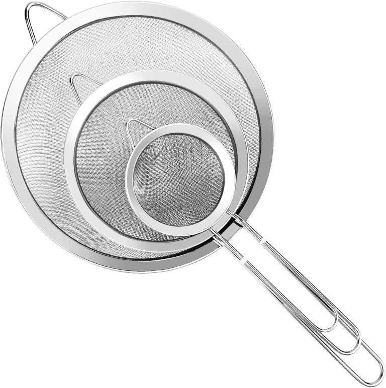 3 Pcs Super Wire Extra Fine Mesh Strainer with Handle Small Medium Large Size Sifter Metal Stainless Steel Sieve Strainers for K