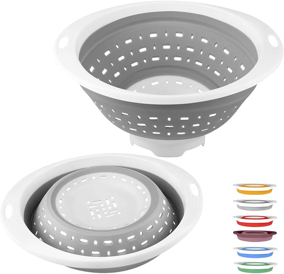 QiMH Collapsible Colander and Strainer 5 Quart(125 gal) Heavey Duty Kitchen Drainer Basket for Pasta Veggies and Fruits New Home