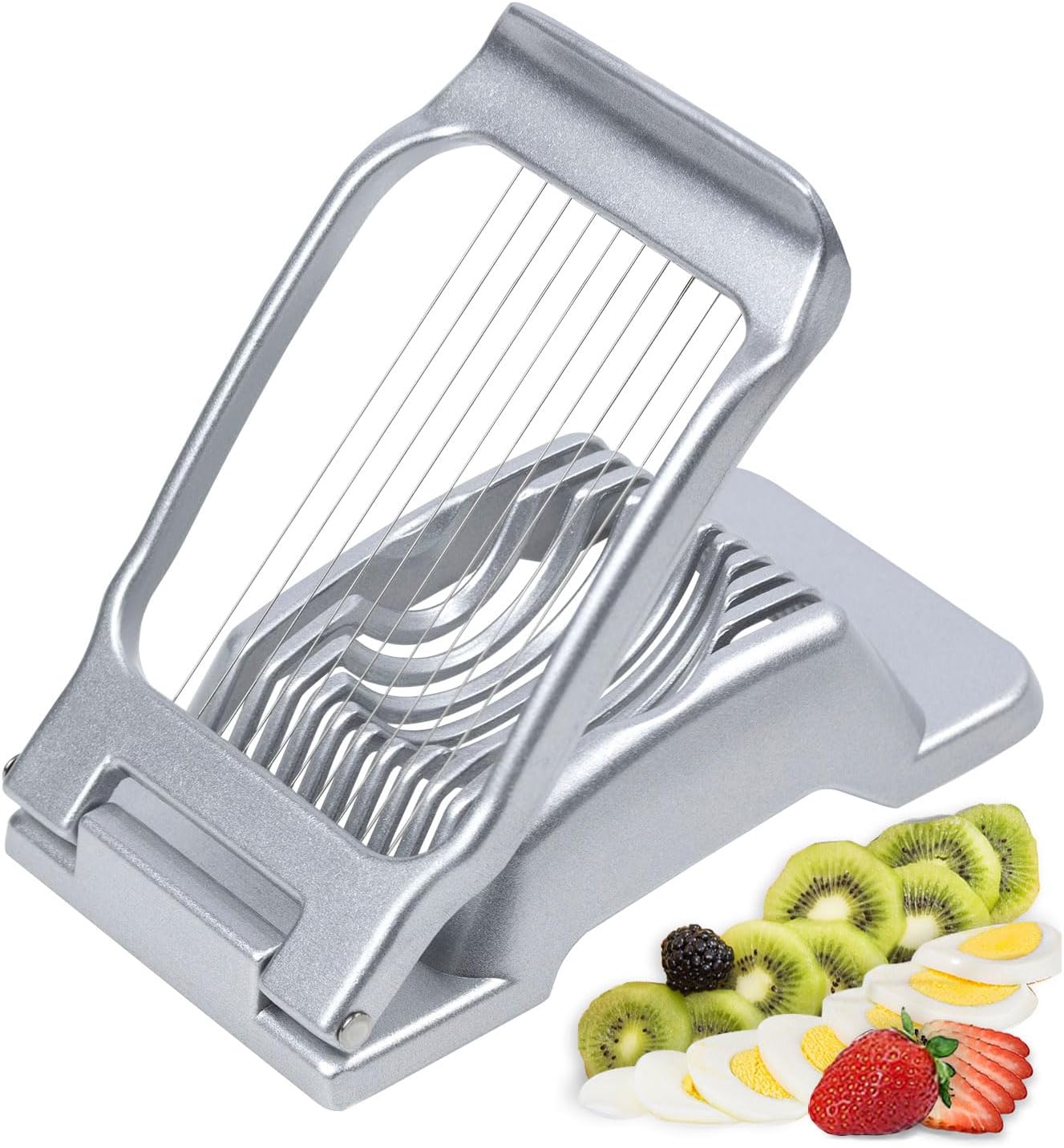 Egg Slicer for Hard Boiled Eggs Heavy Duty Fruit Egg Cutter with Stainless Steel Wire