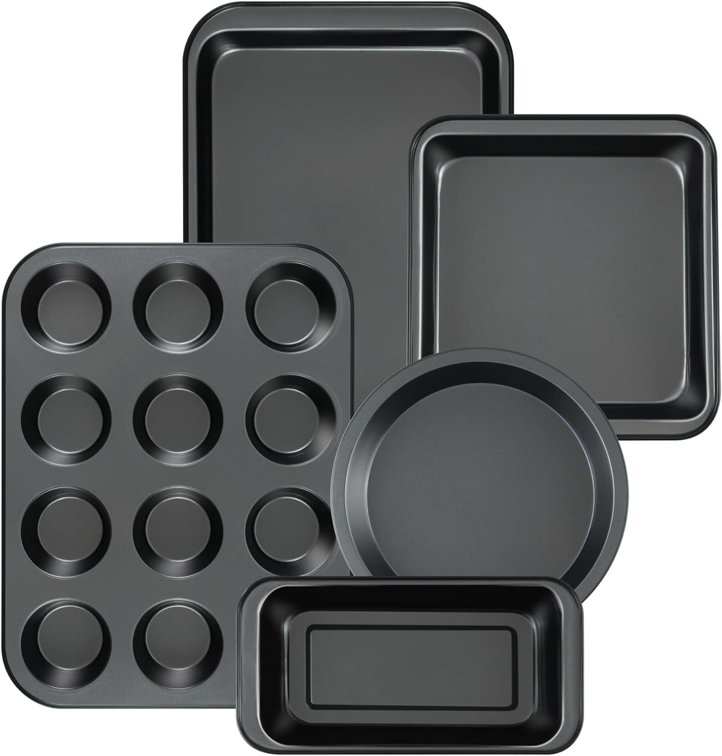 Baking Pans Nonstick Set 5-Piece Bakeware Sets with Round/Square Cake Pan Muffin Pan Loaf Pan Roast Pan Baking Sheets for Oven m