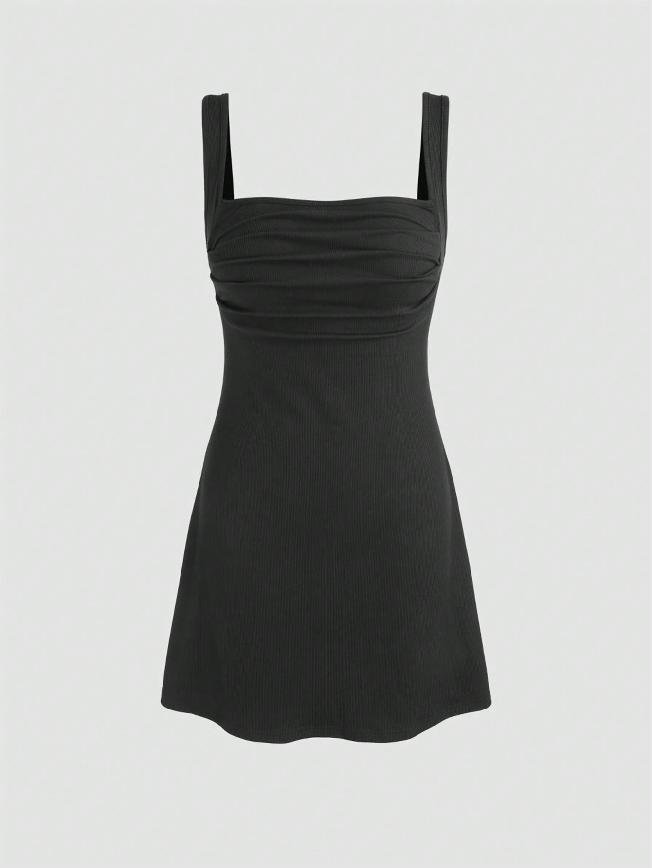 Square Neckline With Pleated Design Dress