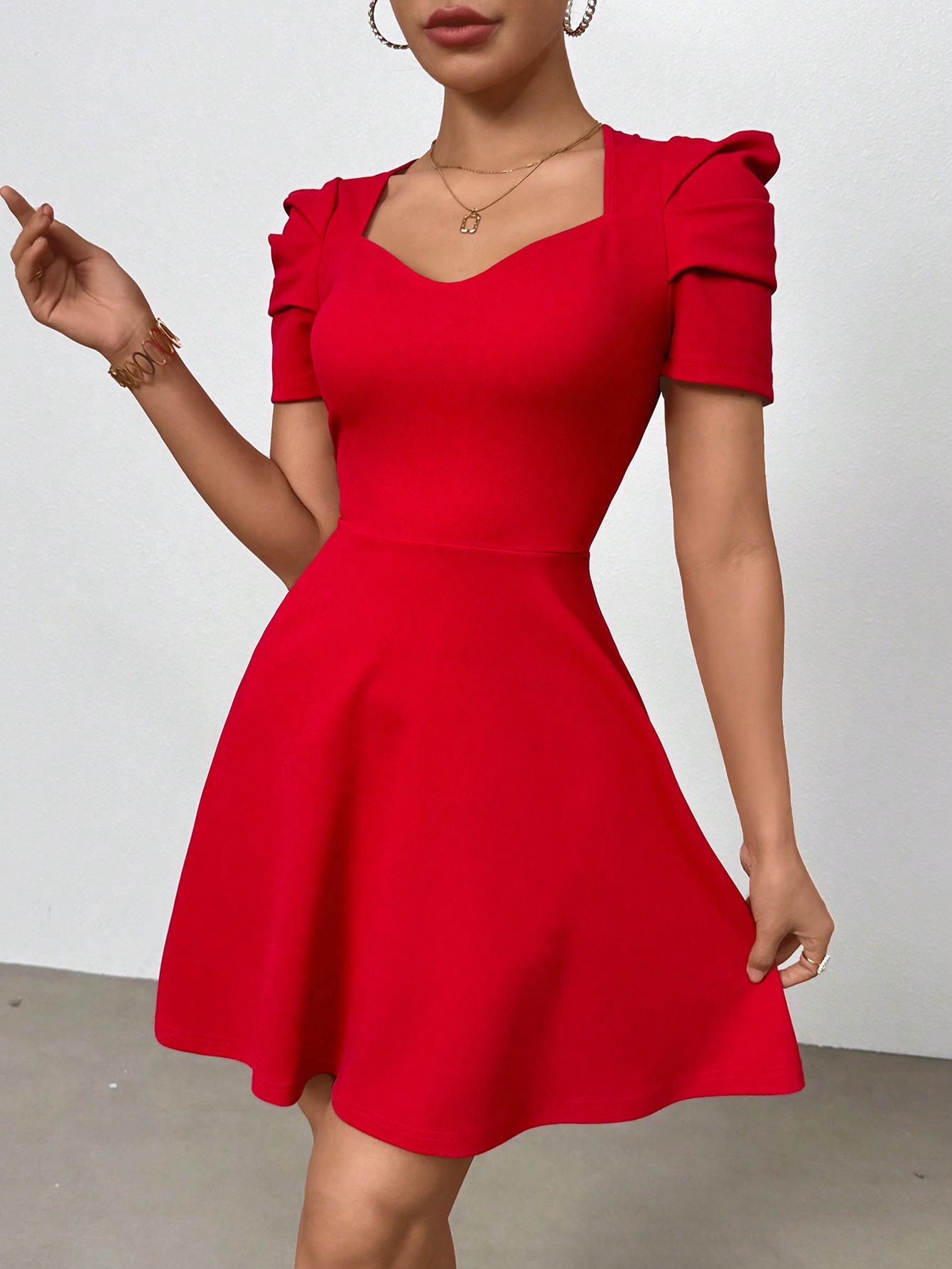 Women's Romantic Valentine's Day Summer New Arrival Red Short Sleeve Dress For Dating, Vacation & Commute