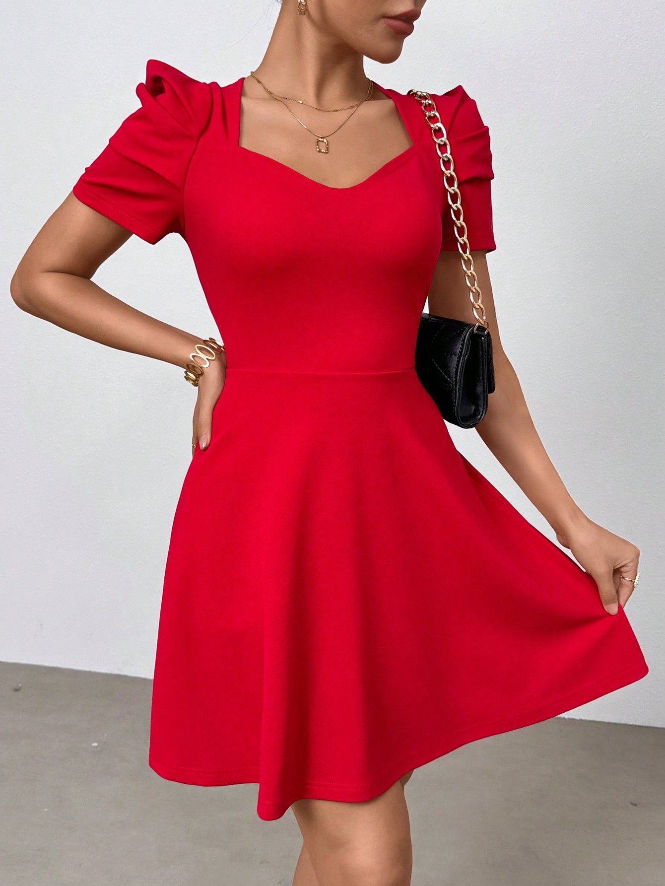 Women's Romantic Valentine's Day Summer New Arrival Red Short Sleeve Dress For Dating, Vacation & Commute