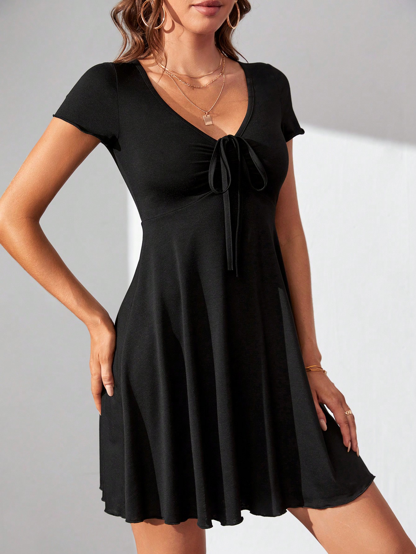 Tall Drawstring Front Solid Dress