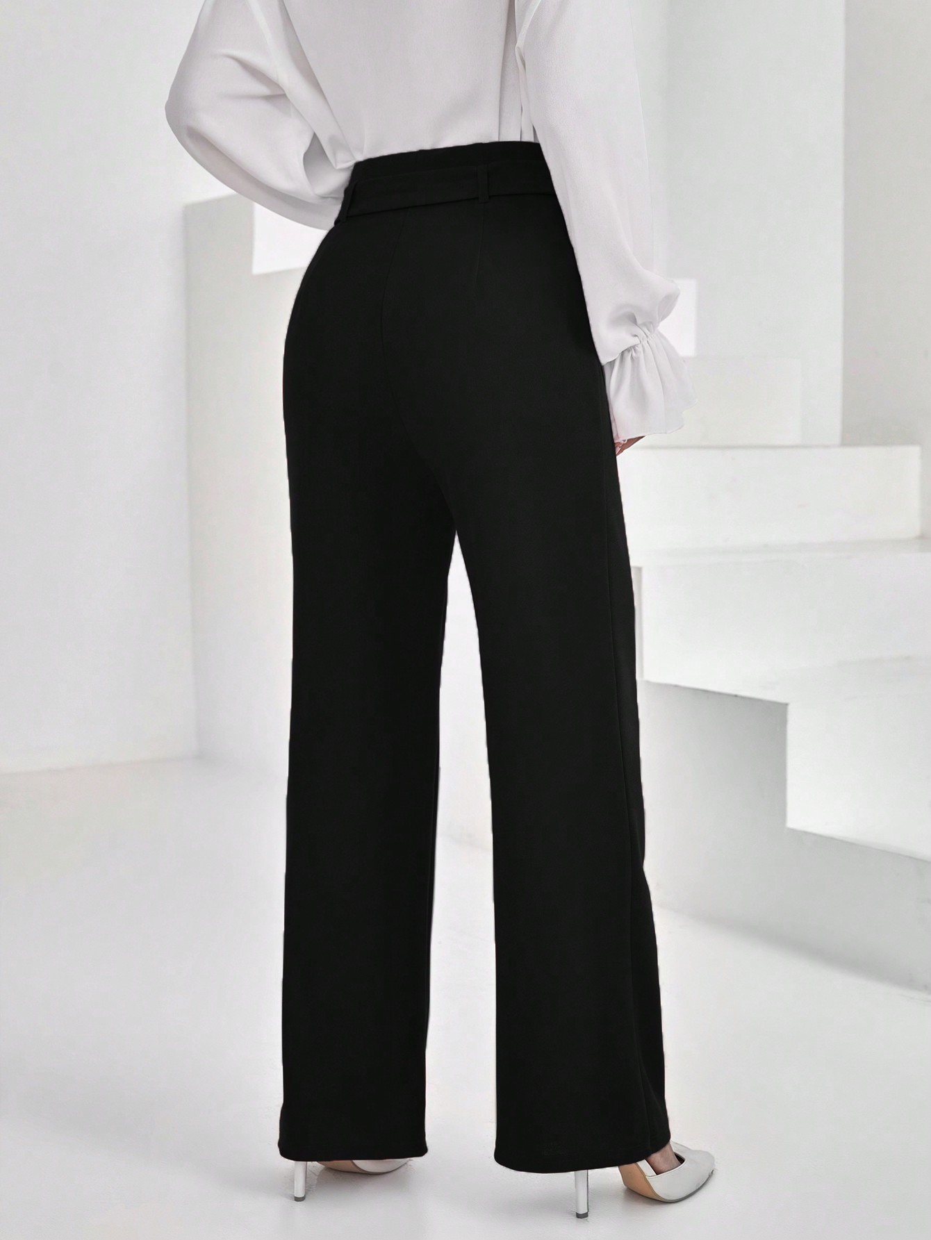 Women's High Waisted Belted Loose Pants