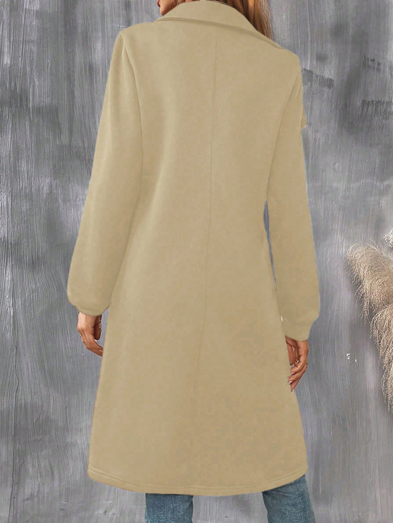 Waterfall Collar Zipper Long Coat