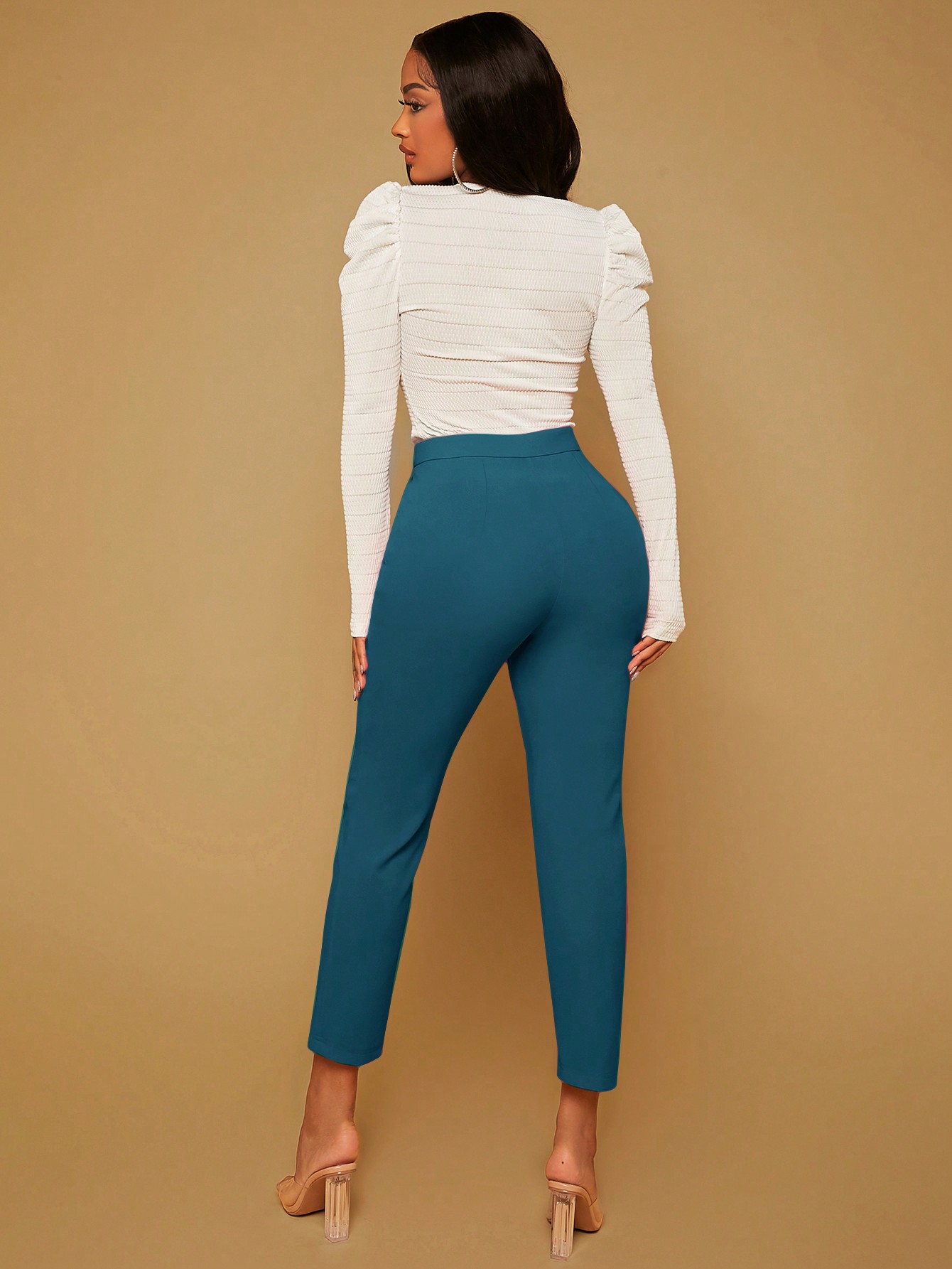 Ladies Solid Color Straight Leg Pants