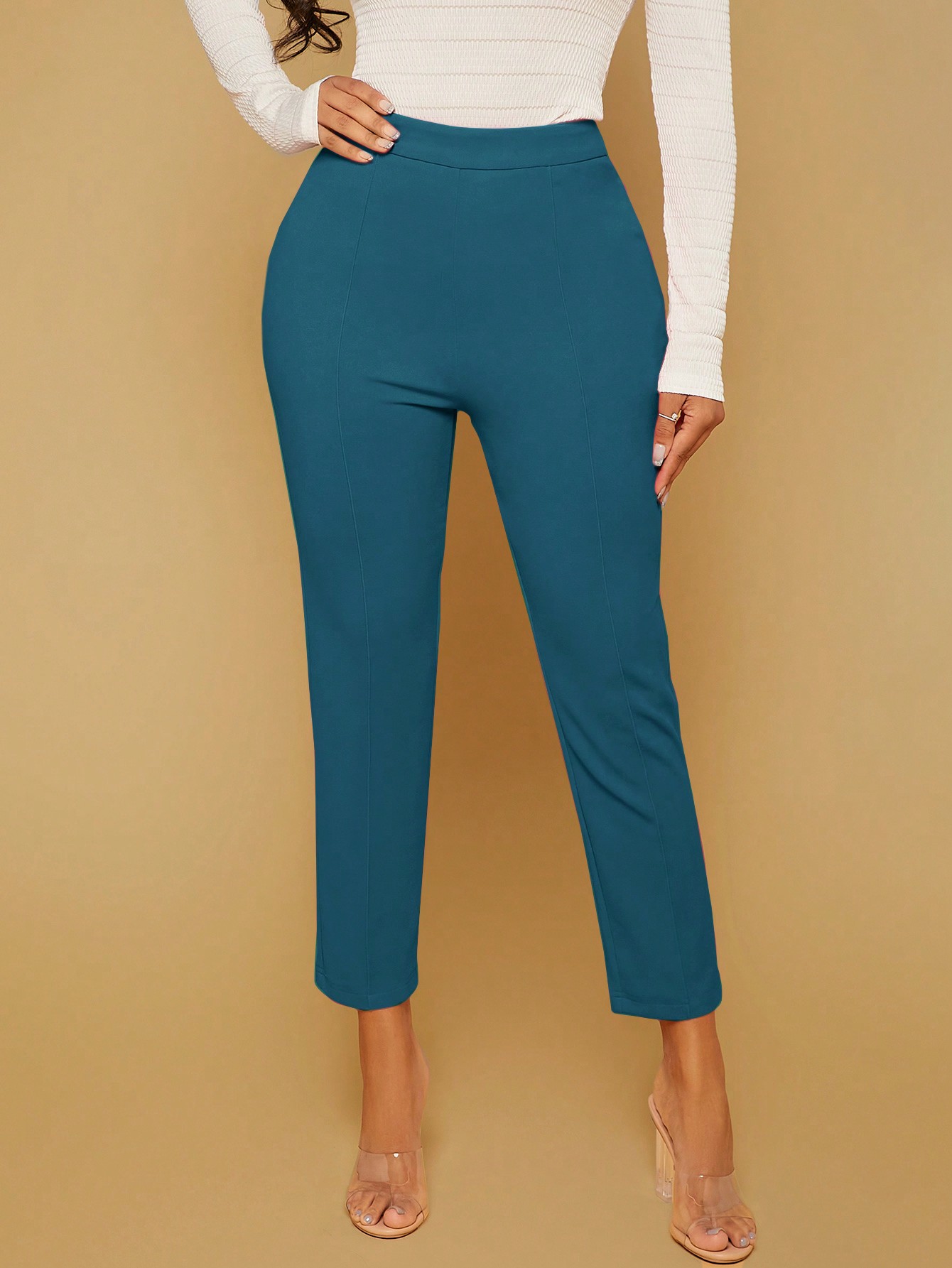 Ladies Solid Color Straight Leg Pants