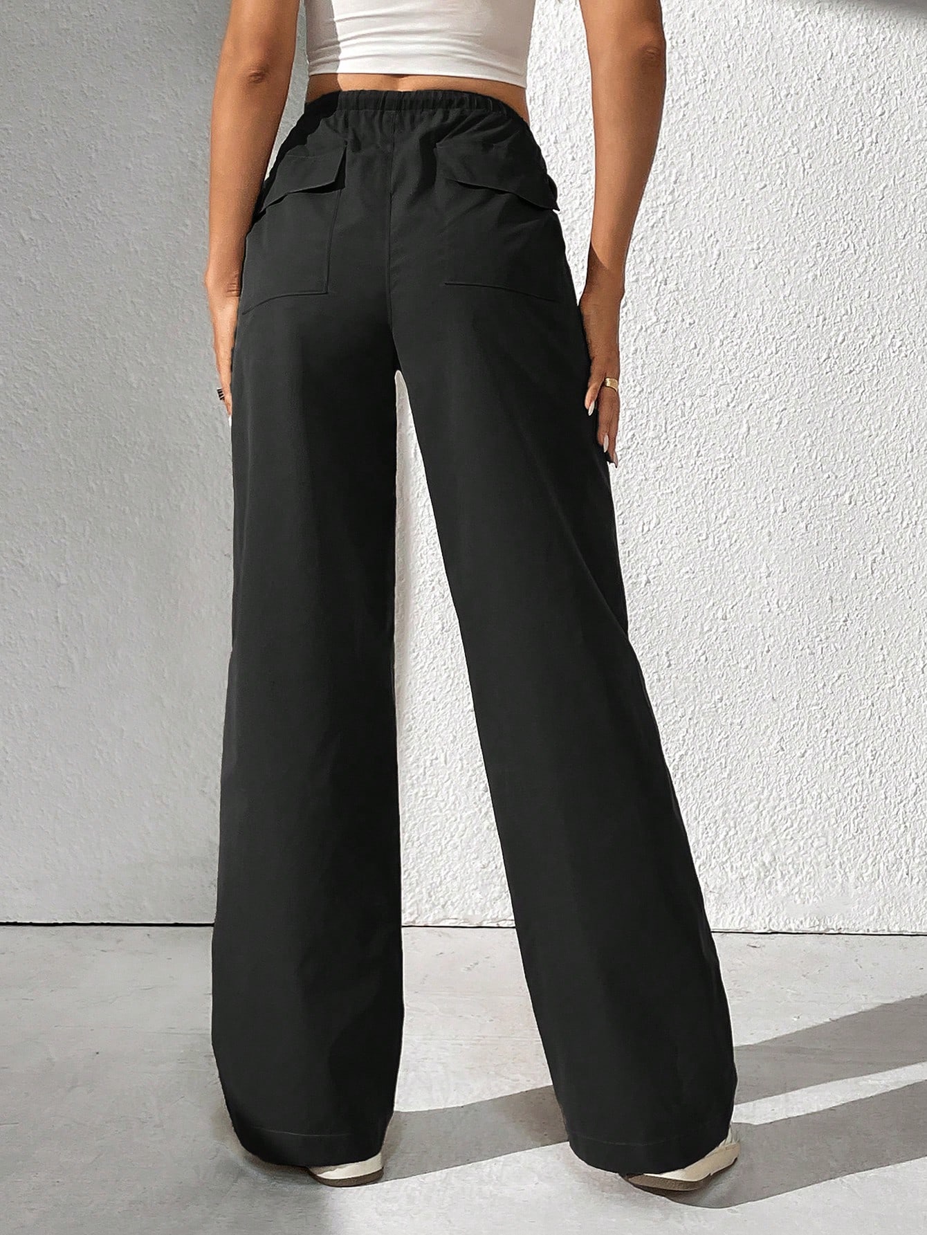 Tall Drawstring Waist Slant Pocket Straight Leg Pants