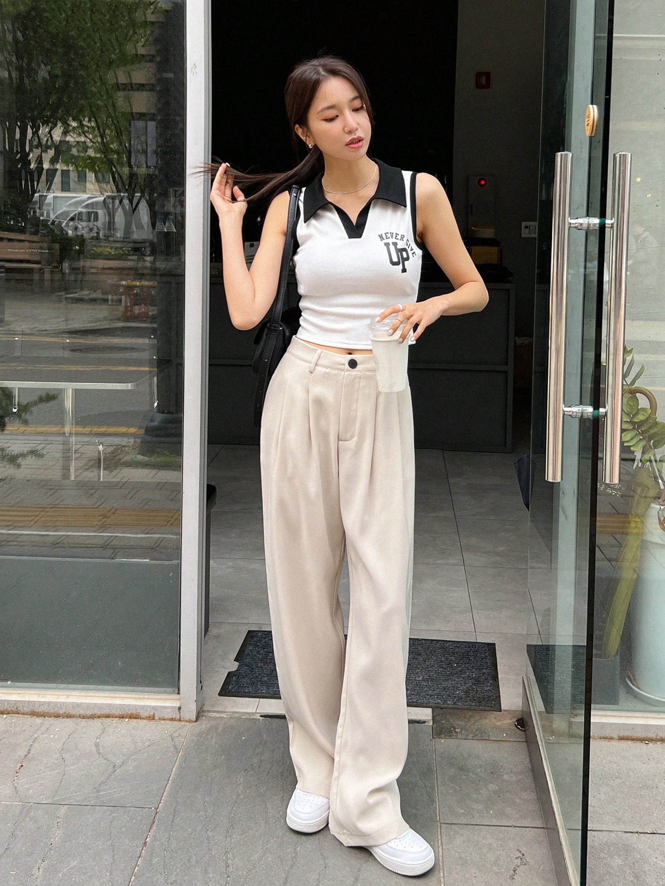 High Waist Plicated Detail Pants