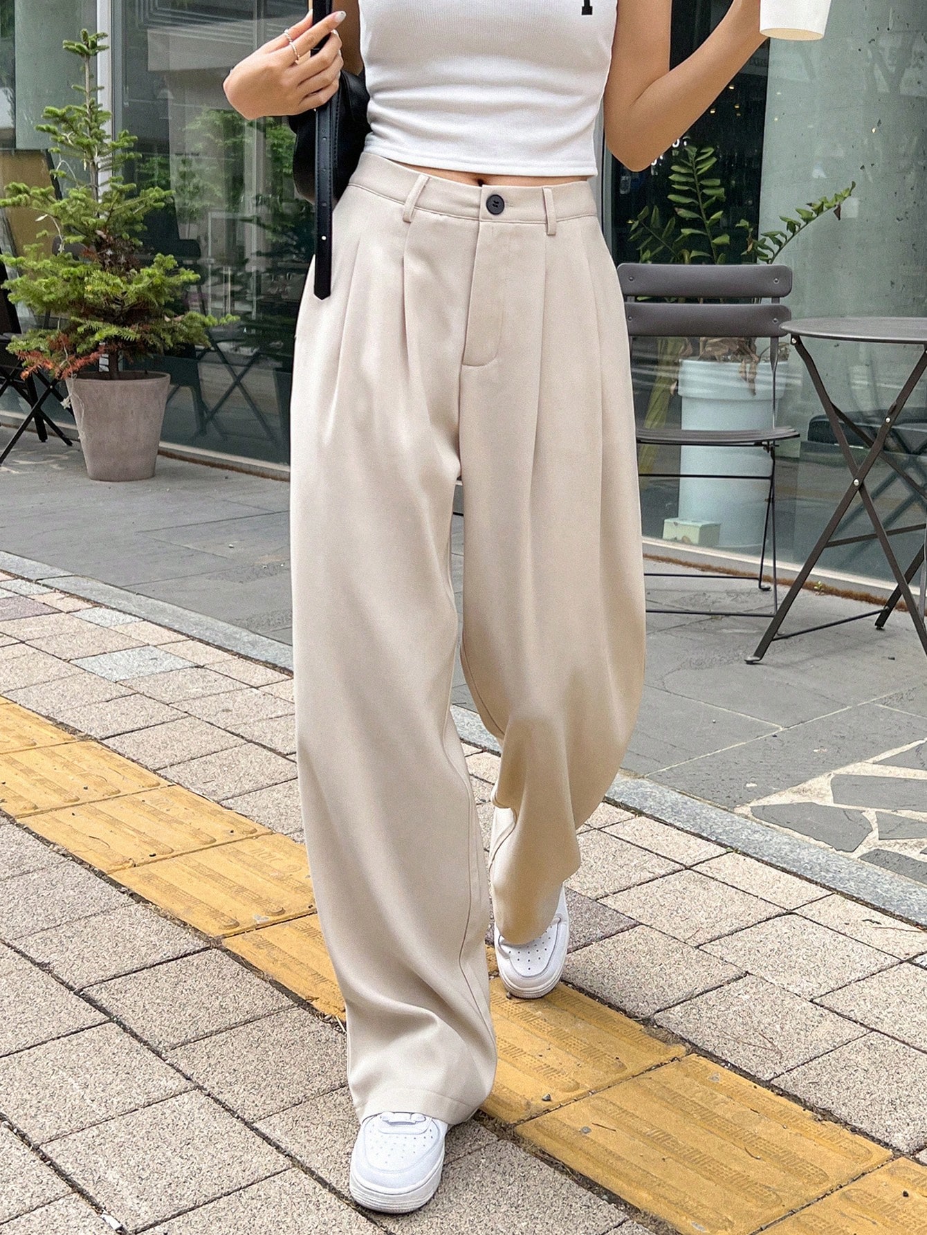 High Waist Plicated Detail Pants