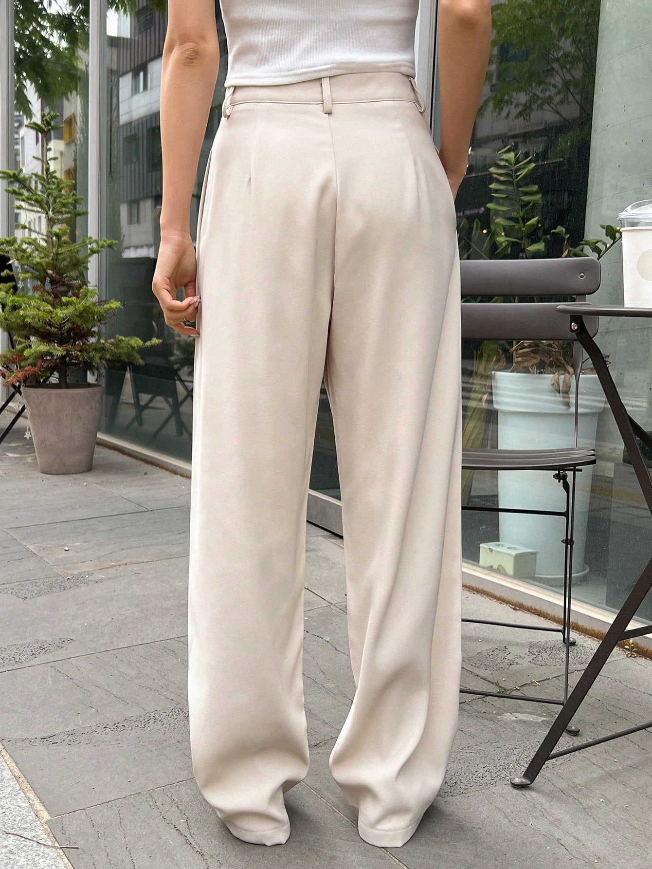 High Waist Plicated Detail Pants