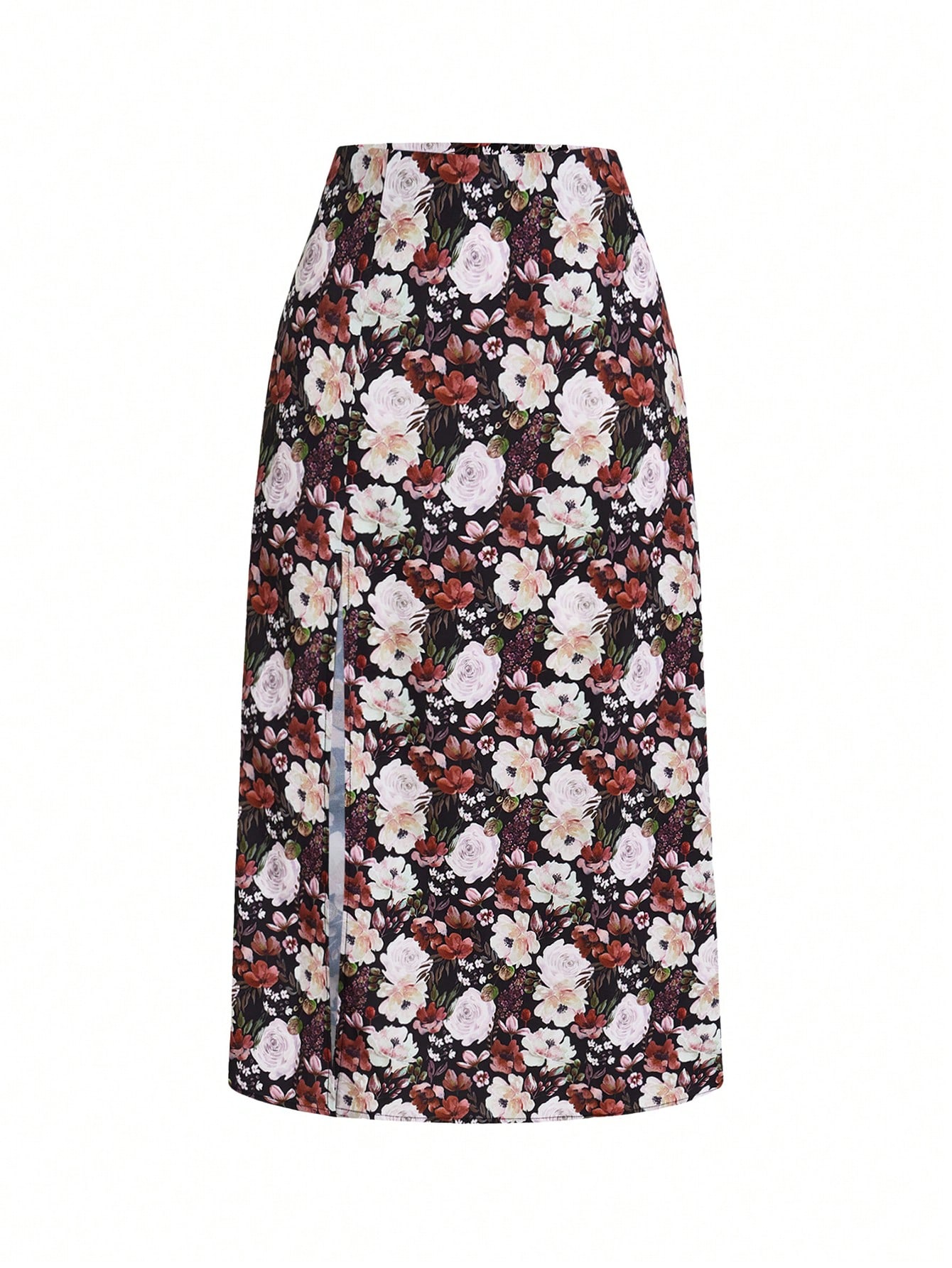 Anis Illustration Floral Print Maxi Skirt For Women