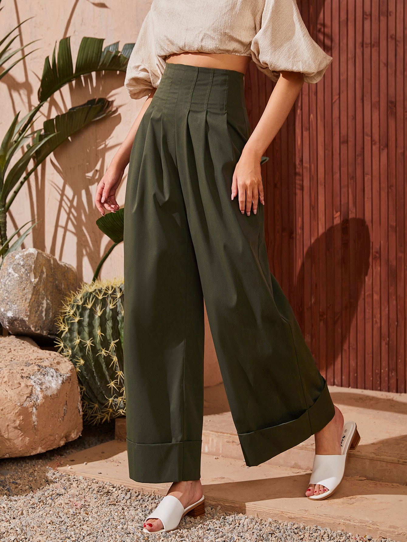 Mulvari Fold Pleated Wide Leg Pants