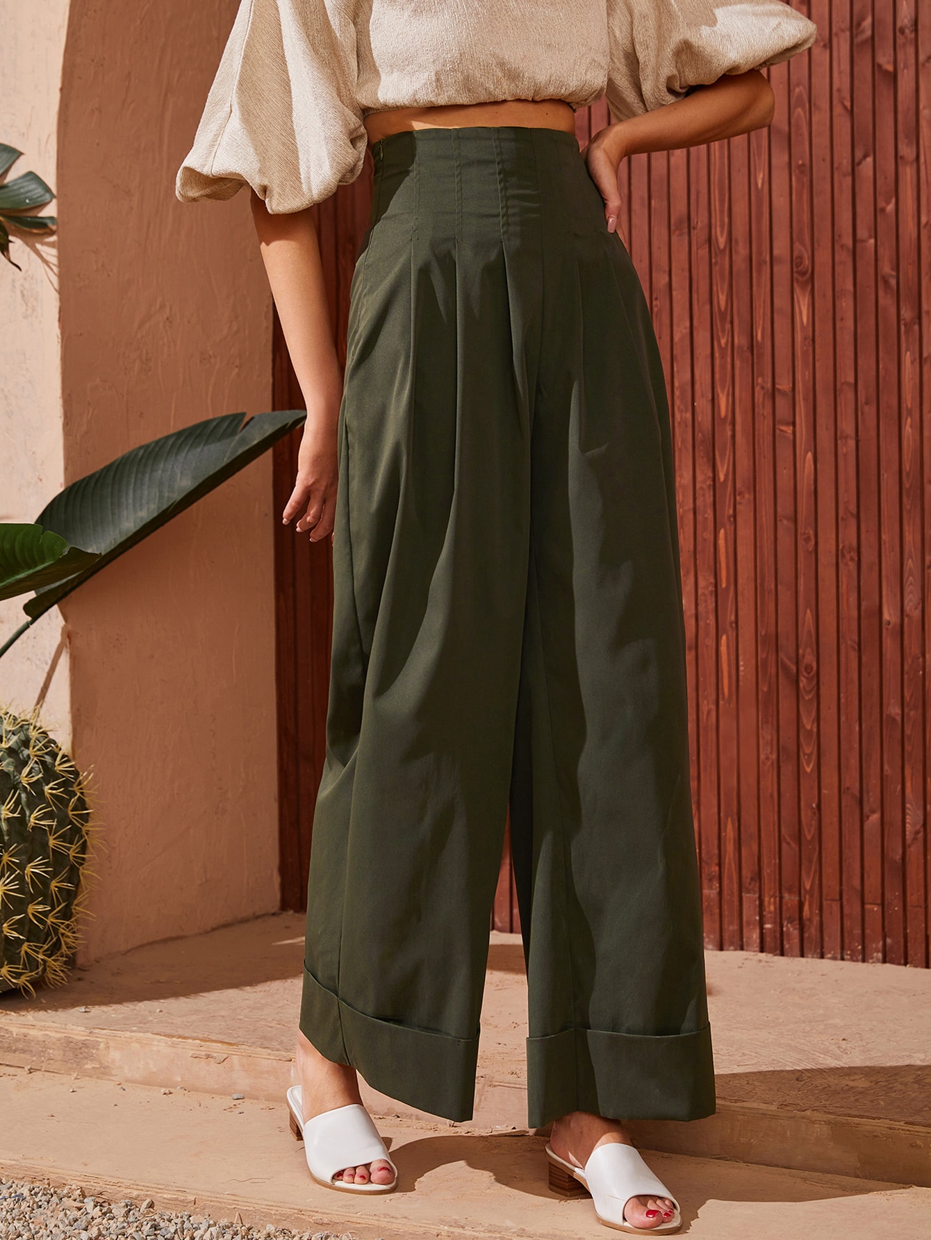 Mulvari Fold Pleated Wide Leg Pants