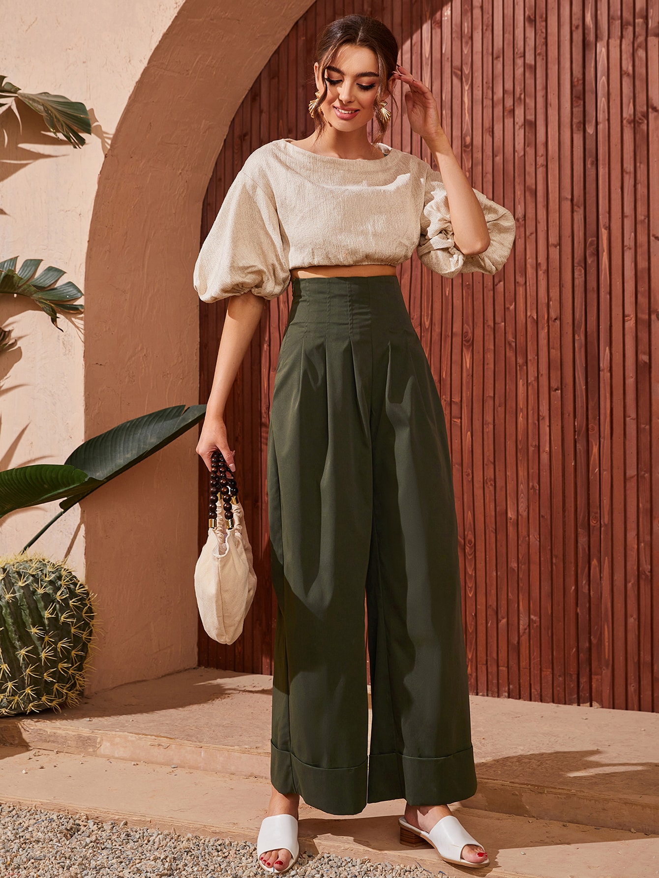 Mulvari Fold Pleated Wide Leg Pants