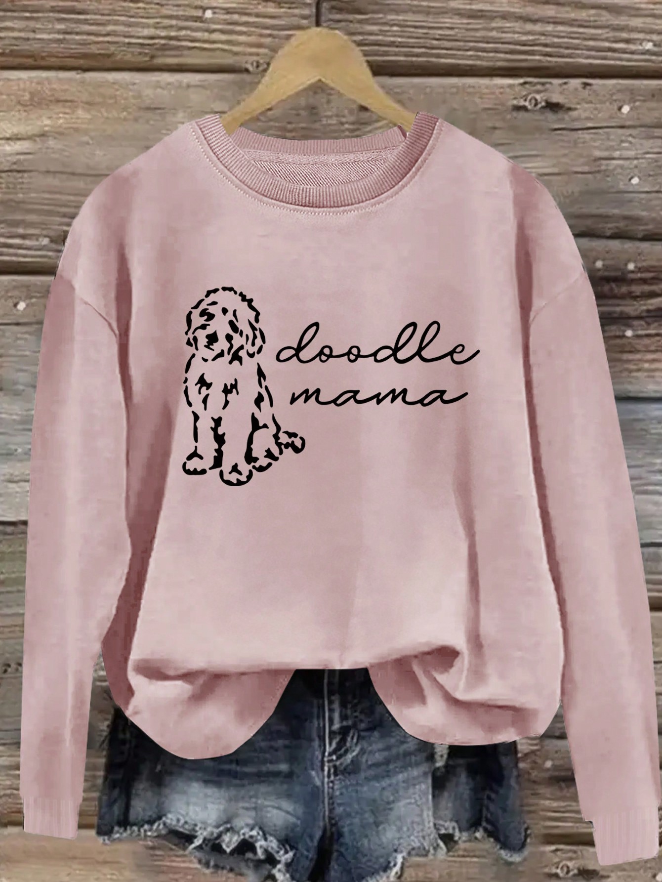 Women's Round Neck Cartoon And Letter Printed Long Sleeve Sweatshirt