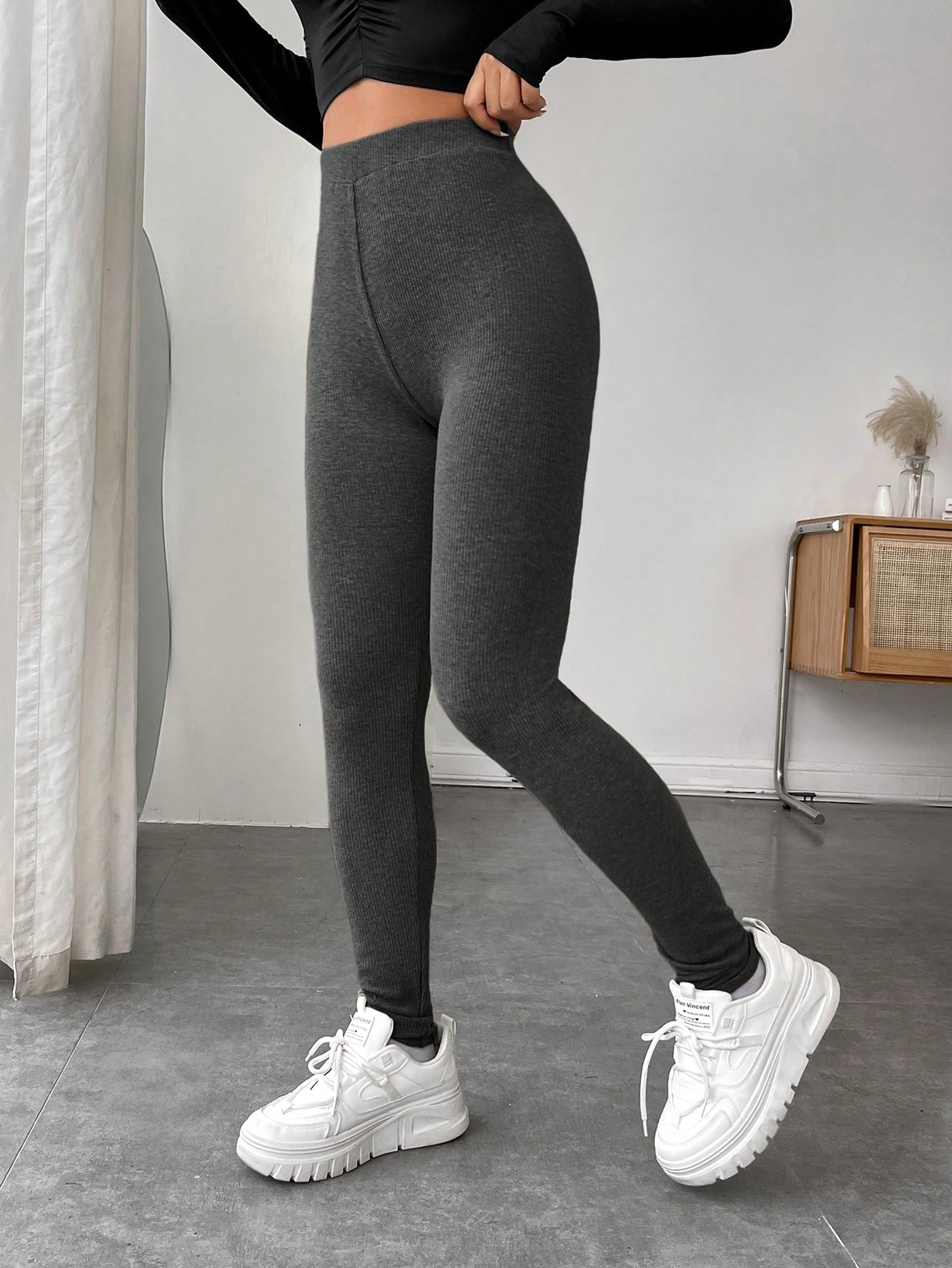 Leisure Knit Skinny Long Leggings For Women, Spring And Autumn