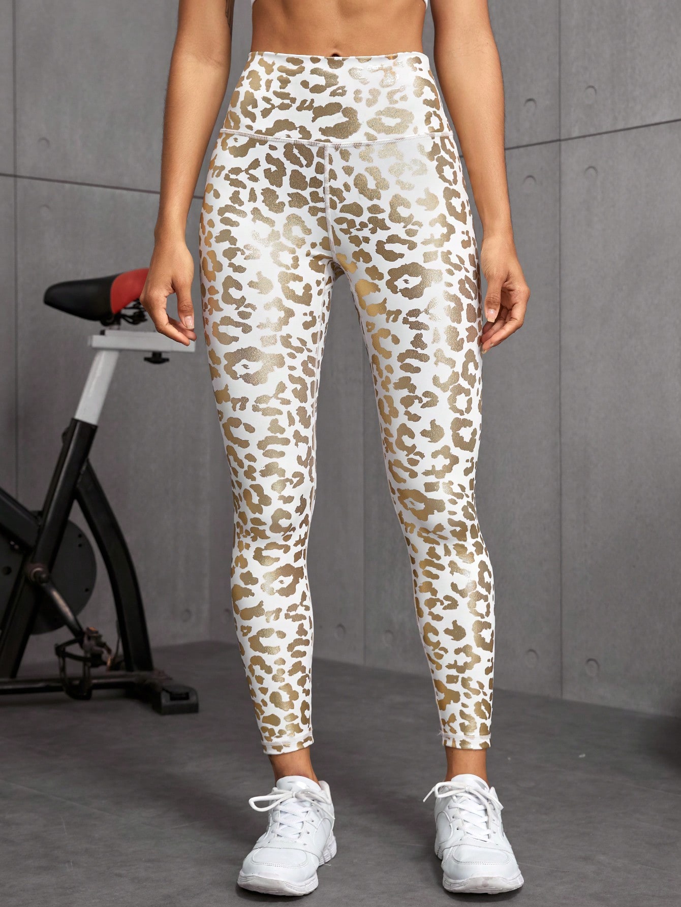 Leopard Print Wideband Waist Running Yoga Stretch Leggings