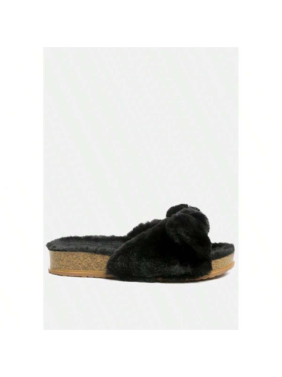 Fuzz Bow Fur Flats