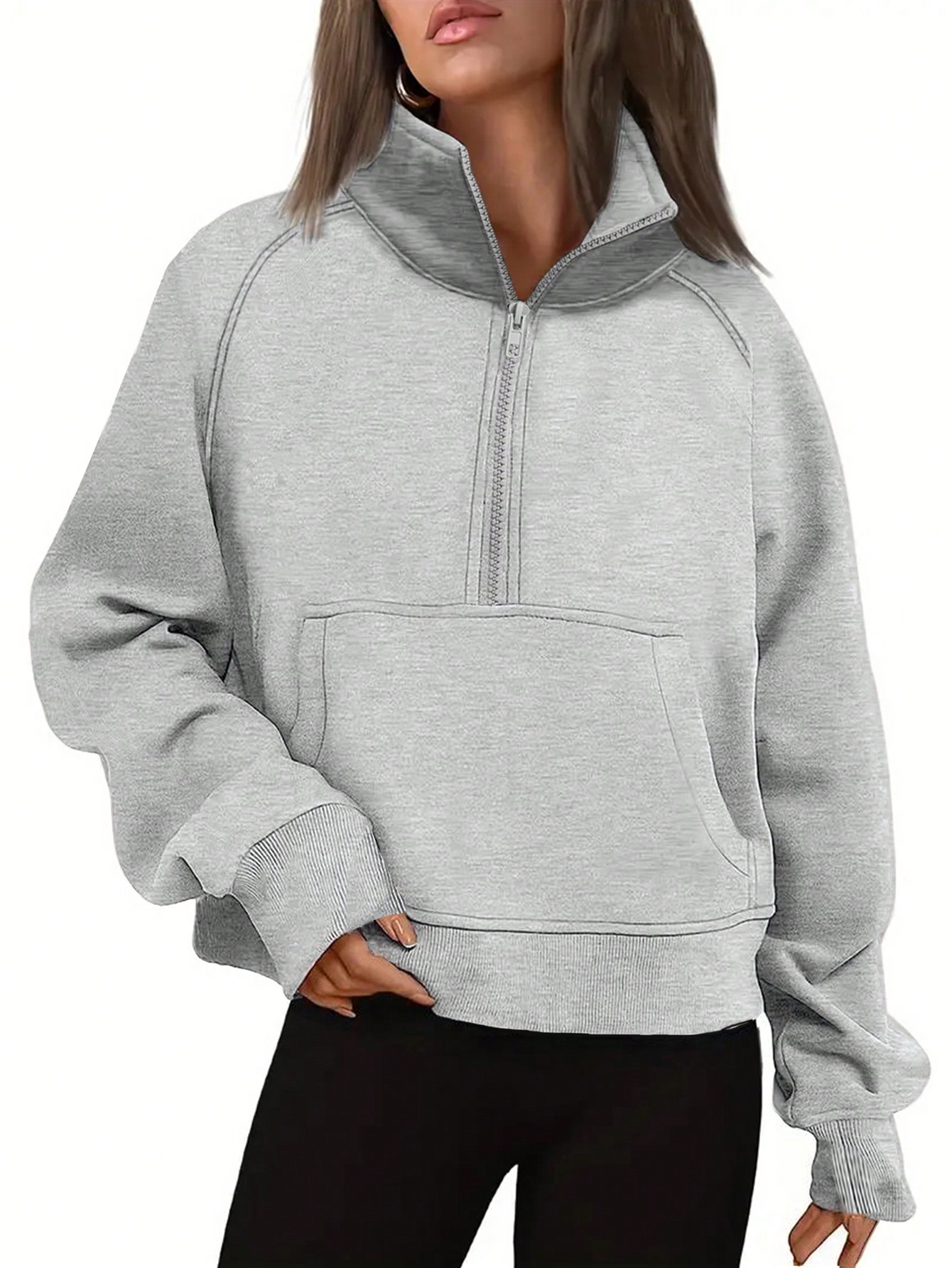 Women's Half-Zipper Raglan Sleeve Sweatshirt