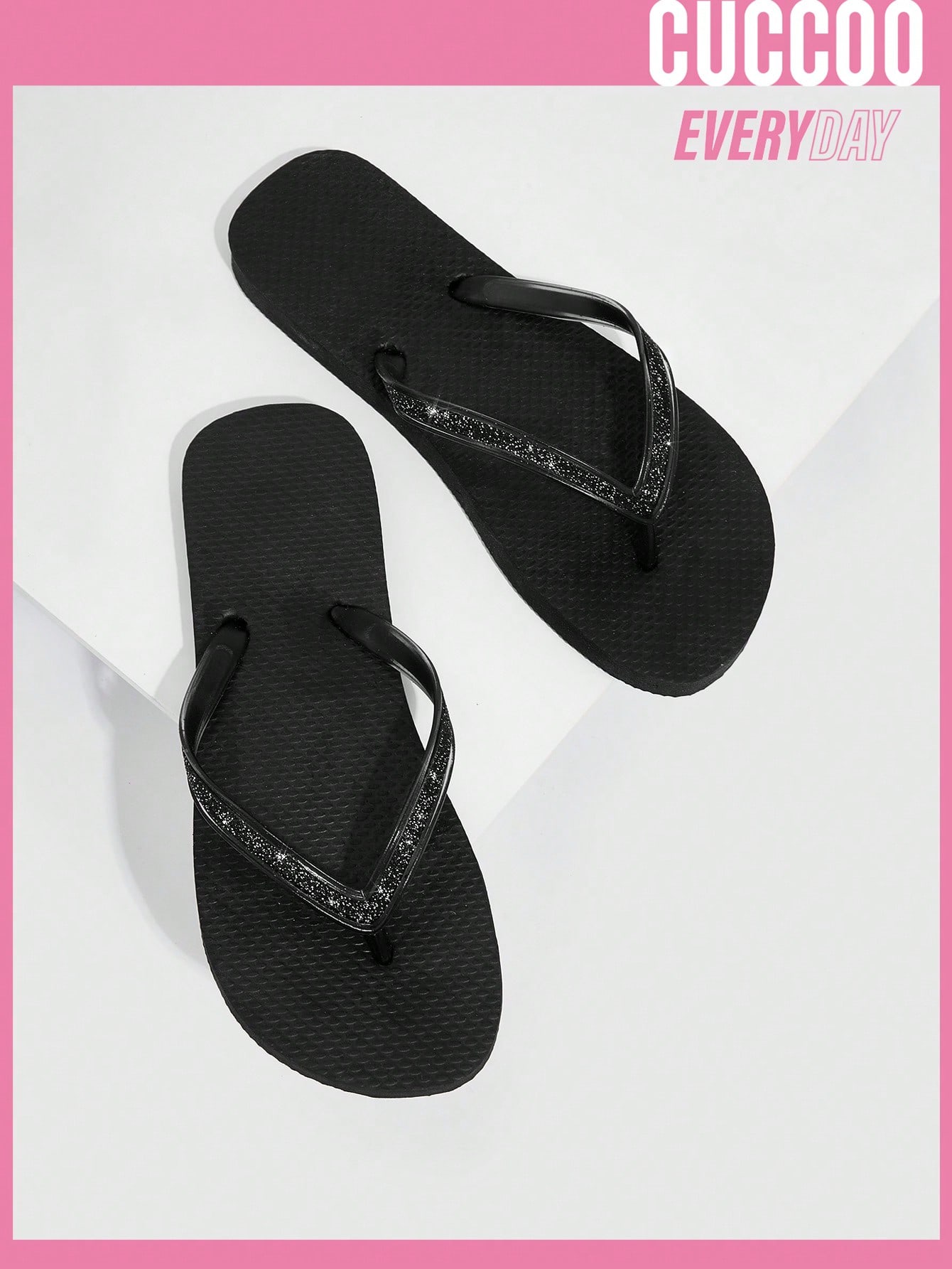 Cuccoo Everyday Collection Woman Shoes Minimalist Flip Flops, Fashion Beach Outdoor Black Flip Flops For Spring And Summer