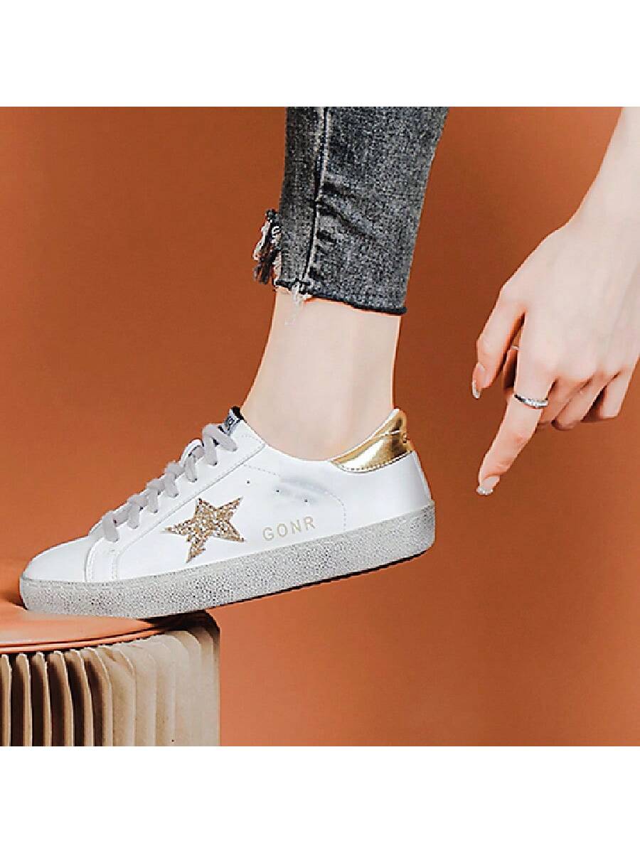 Unisex Old Shoes With Sparkling Sequins, Retro Vintage Shiny Casual Sports Shoes, Big Size Real Leather Shoes With 2cm Insole He