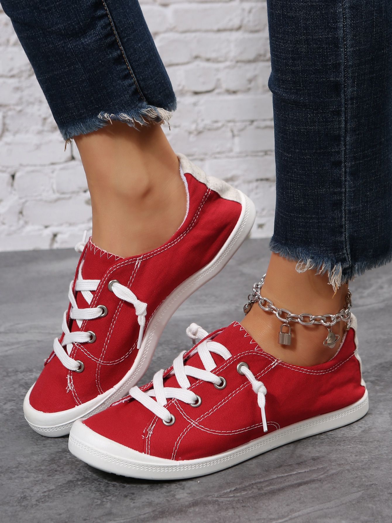 Women's Classic Lifestyle Outdoor Sneakers, Fashionable, Soft And Comfortable, Round Toe, Lace-up, Flat Sole, Casual And Athleti