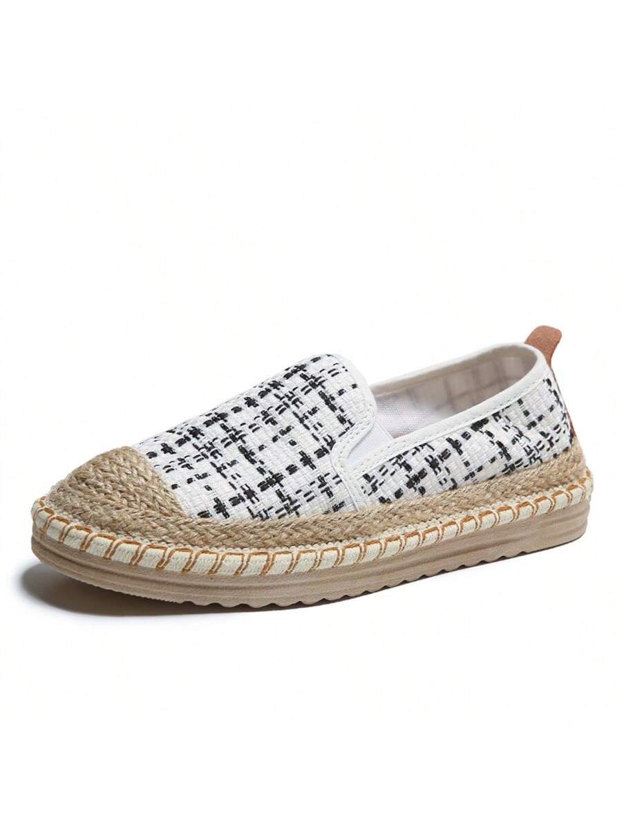 2024 New Arrival Women's Sport Shoes, Casual Canvas & Linen Woven Fisherman Shoes, White, Light & Trendy, Slip-On Shoes (Sizes 3